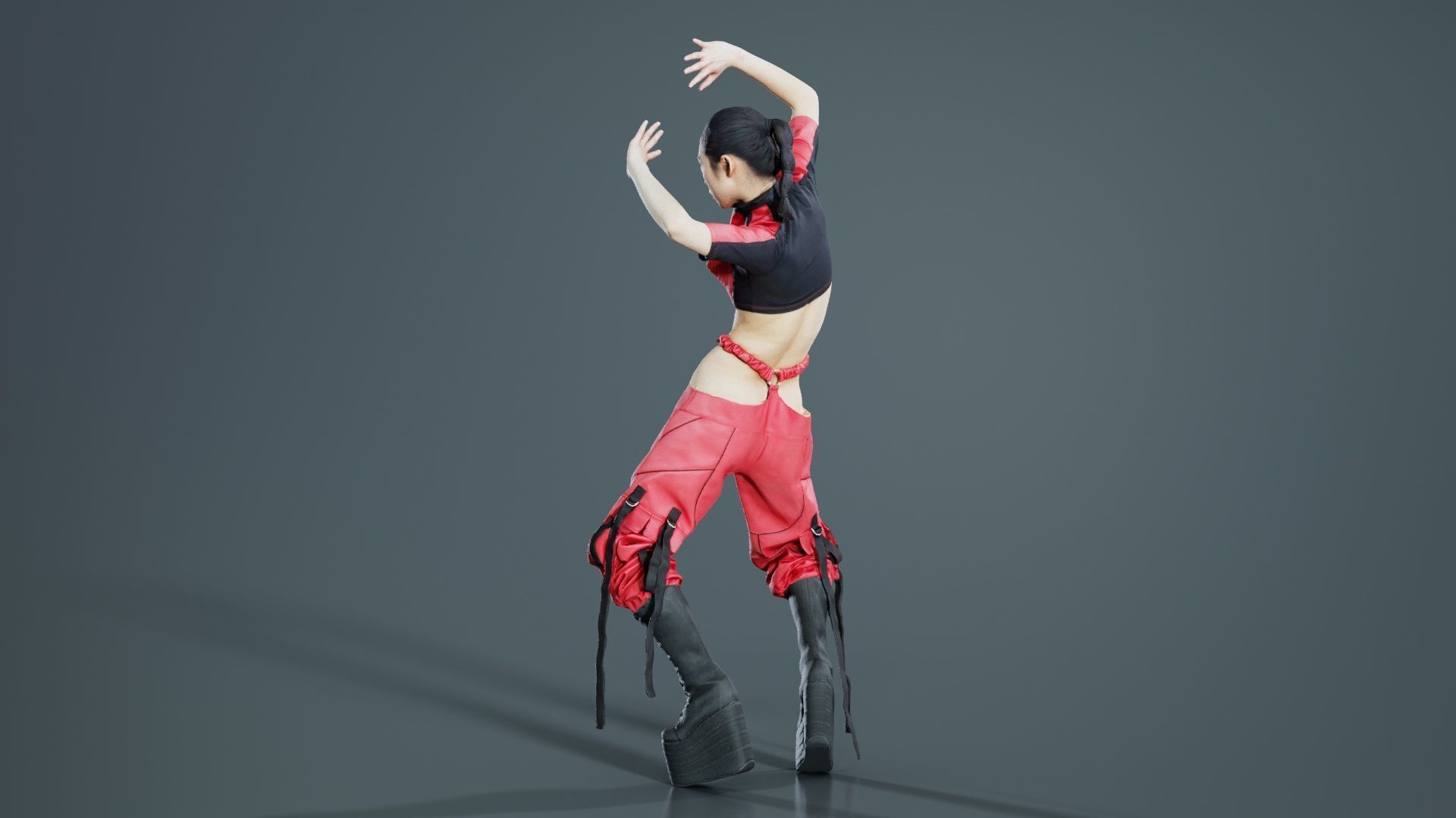 Asian Woman Wearing Motorbike Outfit 010 Low-poly 3D model_6
