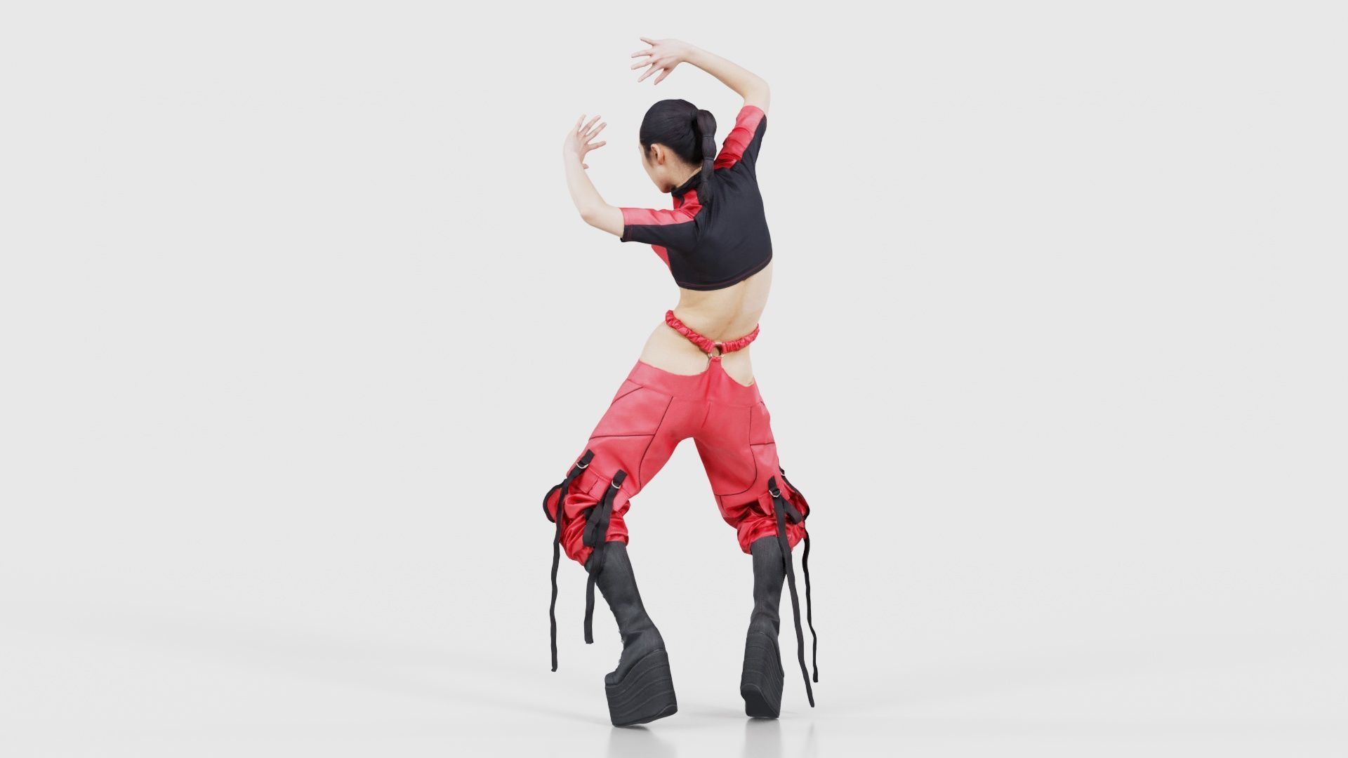 Asian Woman Wearing Motorbike Outfit 010 Low-poly 3D model_22