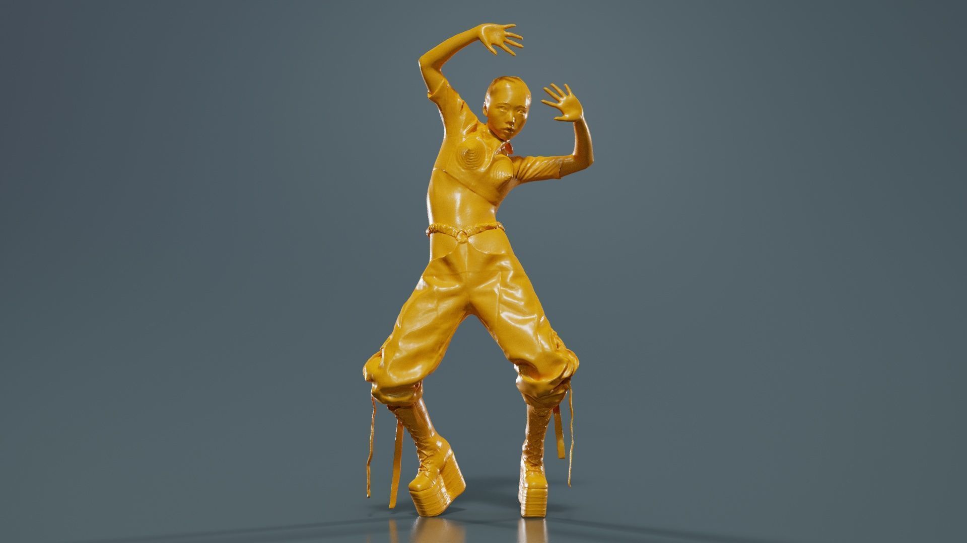 Asian Woman Wearing Motorbike Outfit 010 Low-poly 3D model_12