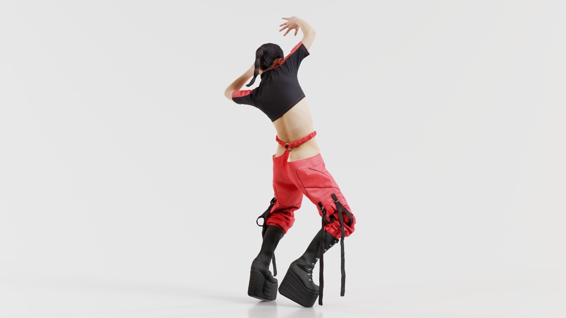 Asian Woman Wearing Motorbike Outfit 010 Low-poly 3D model_3