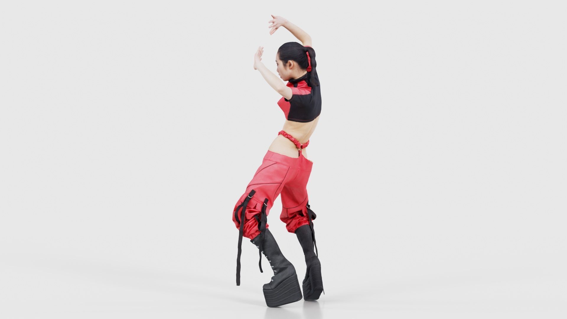 Asian Woman Wearing Motorbike Outfit 010 Low-poly 3D model_23