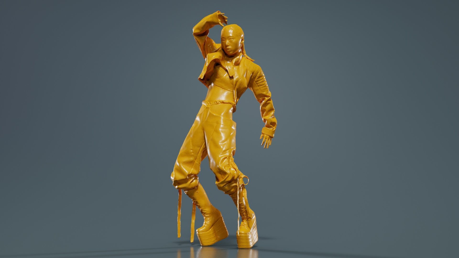 Asian Woman Wearing Motorbike Outfit 016 Low-poly 3D model_12