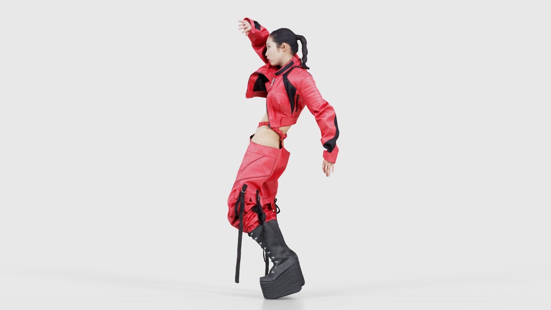 Asian Woman Wearing Motorbike Outfit 016 Low-poly 3D model_25