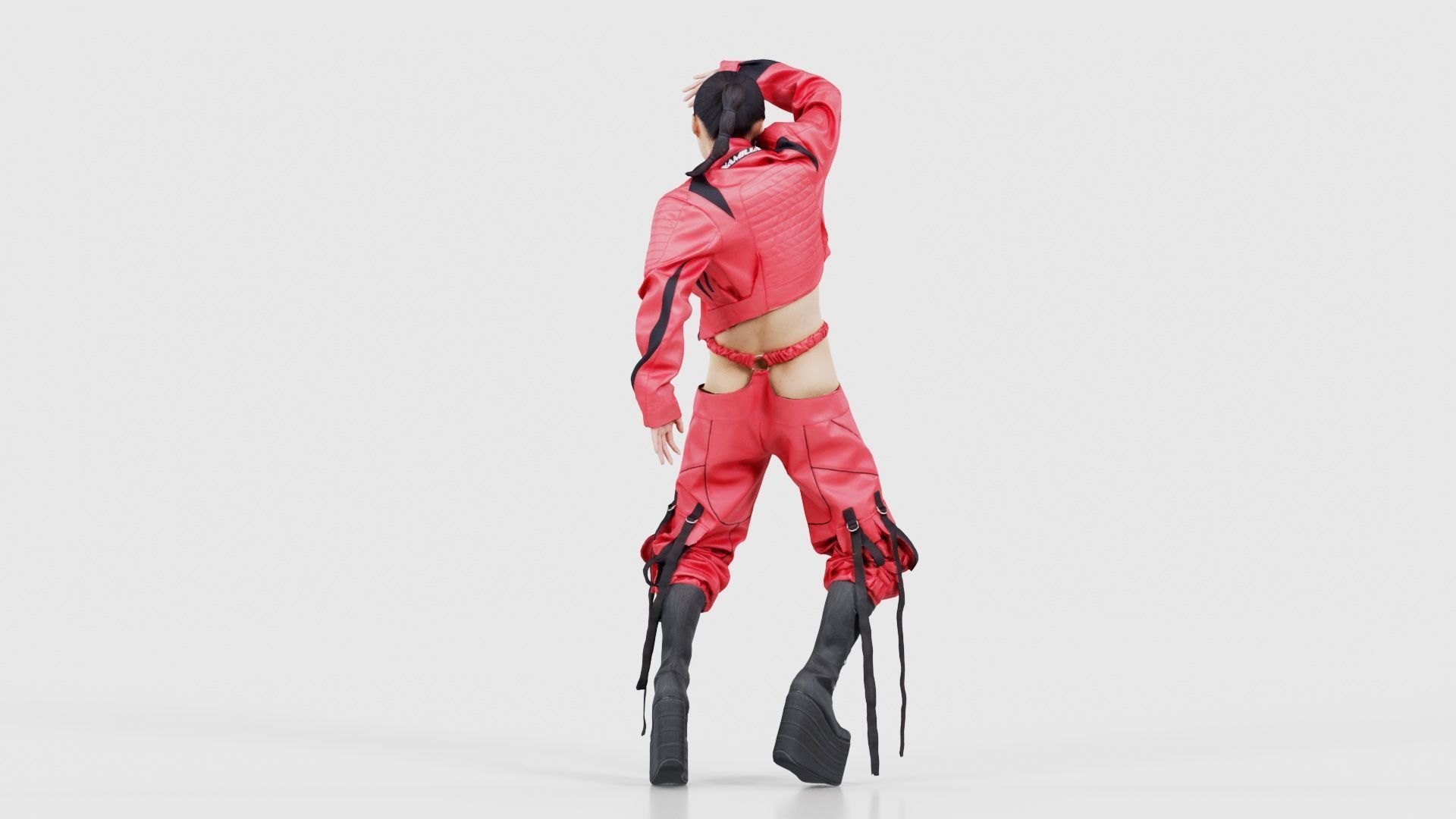 Asian Woman Wearing Motorbike Outfit 016 Low-poly 3D model_22
