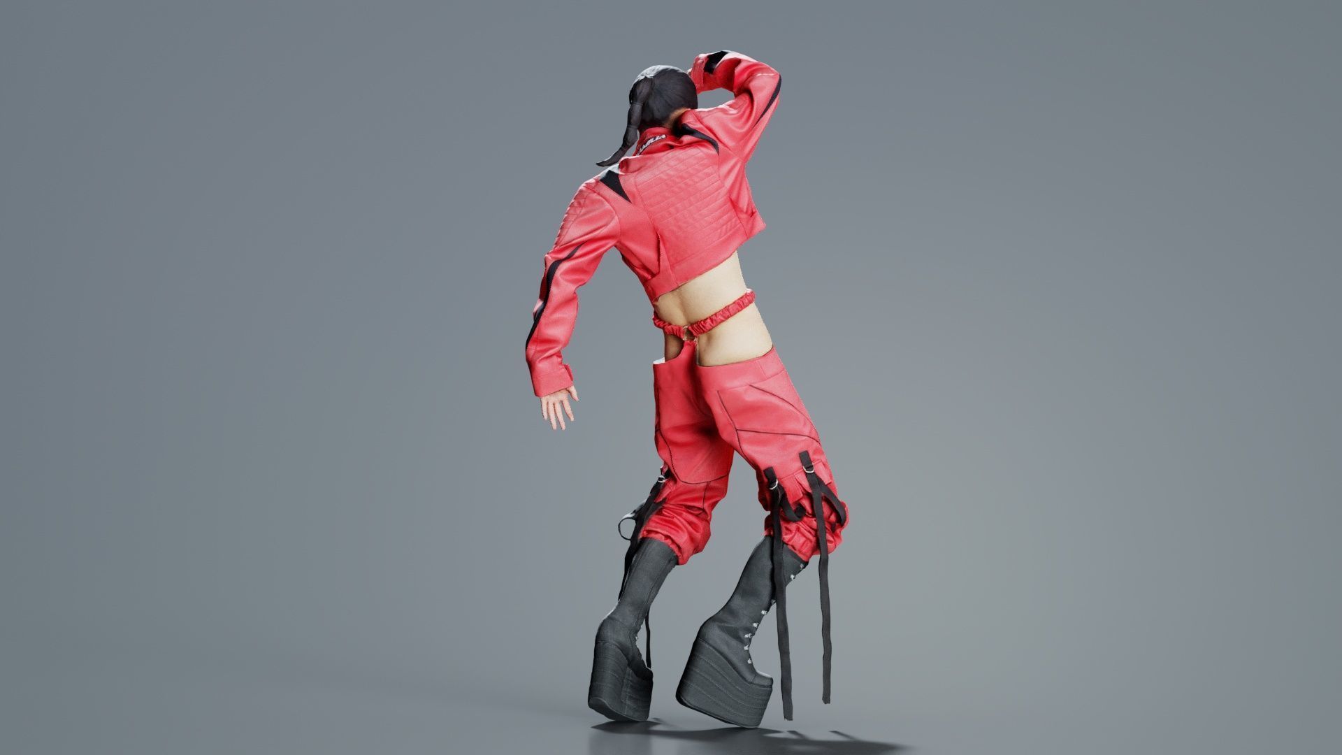 Asian Woman Wearing Motorbike Outfit 016 Low-poly 3D model_6