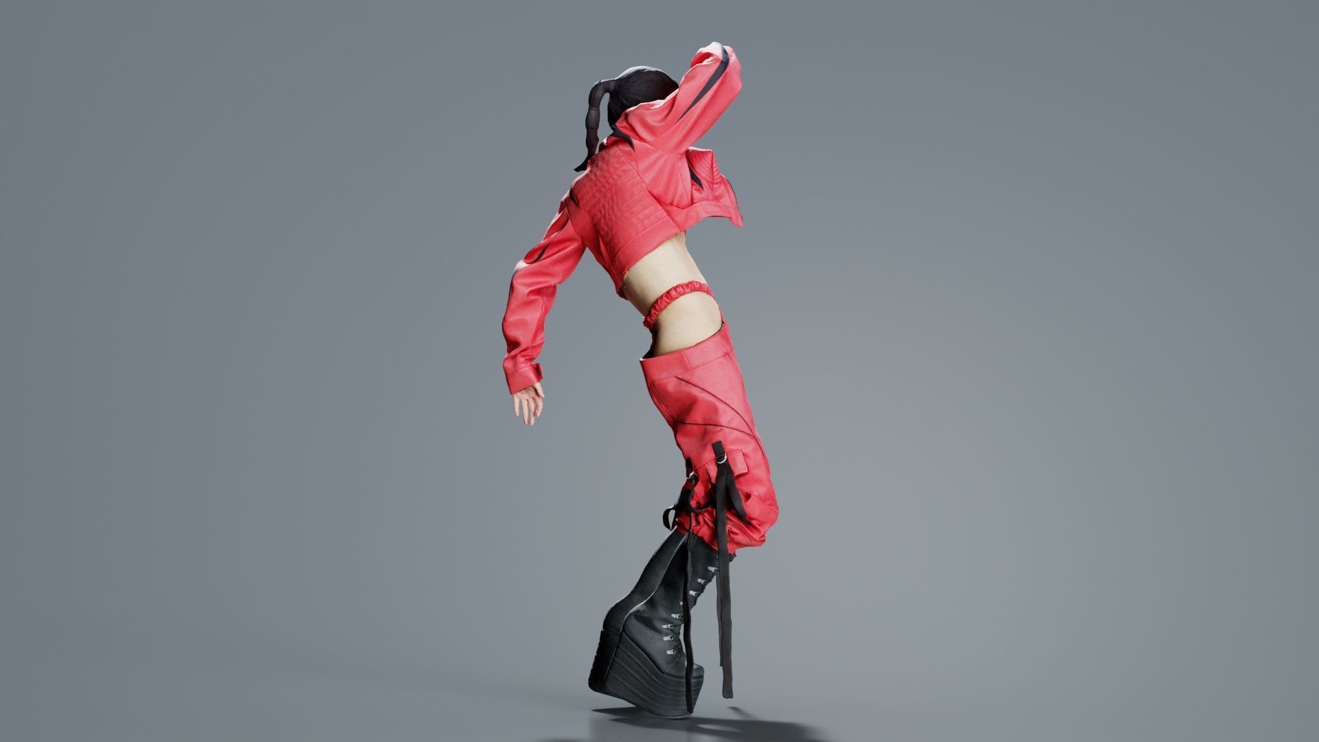 Asian Woman Wearing Motorbike Outfit 016 Low-poly 3D model_1