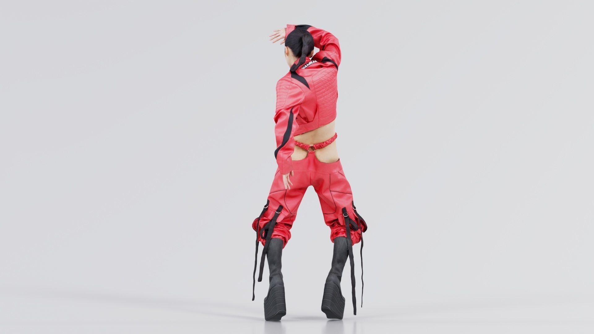 Asian Woman Wearing Motorbike Outfit 016 Low-poly 3D model_3