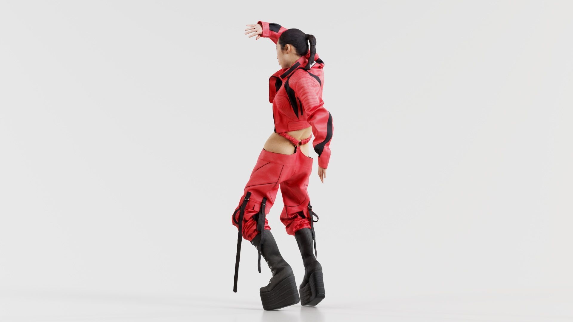 Asian Woman Wearing Motorbike Outfit 016 Low-poly 3D model_8