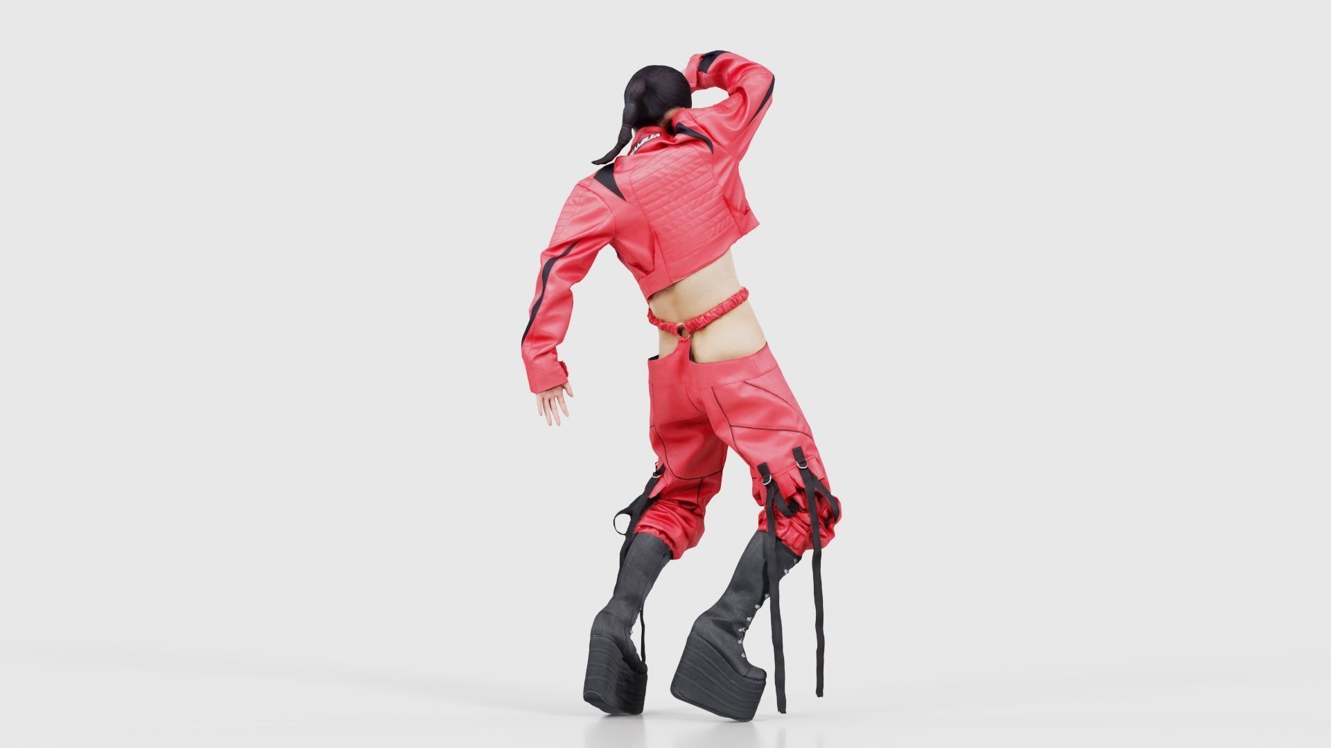 Asian Woman Wearing Motorbike Outfit 016 Low-poly 3D model_21