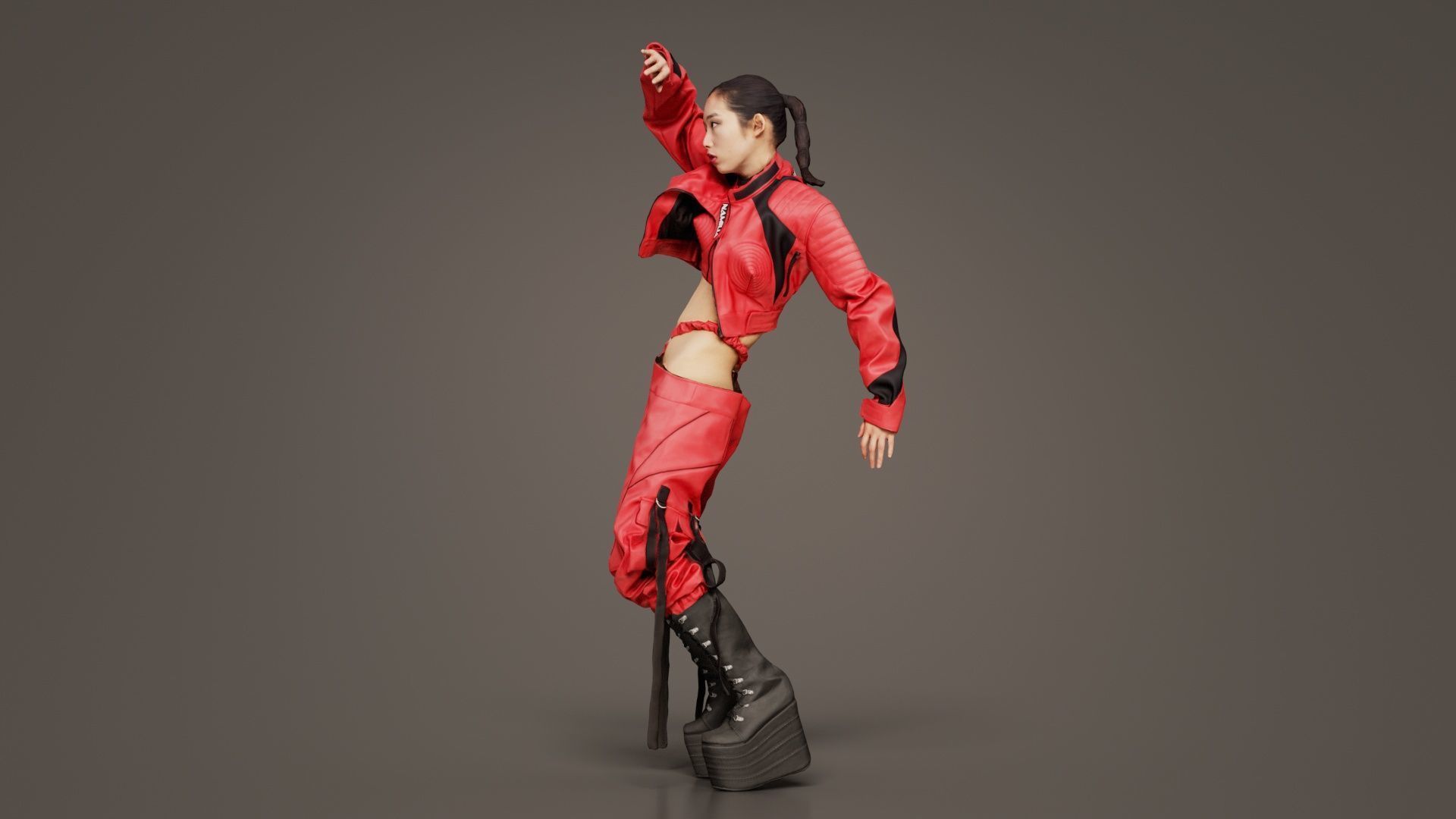 Asian Woman Wearing Motorbike Outfit 016 Low-poly 3D model_7
