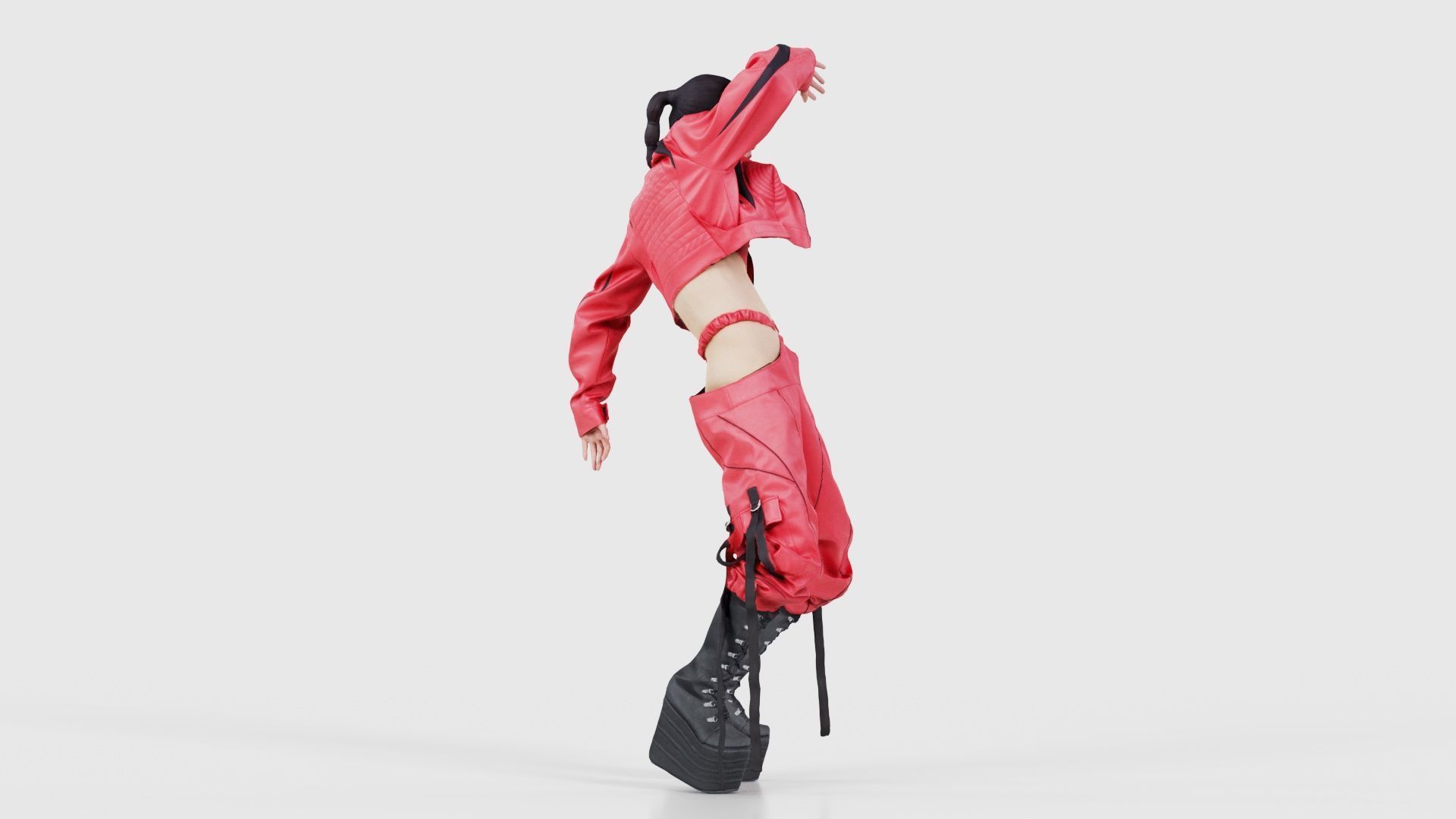 Asian Woman Wearing Motorbike Outfit 016 Low-poly 3D model_19