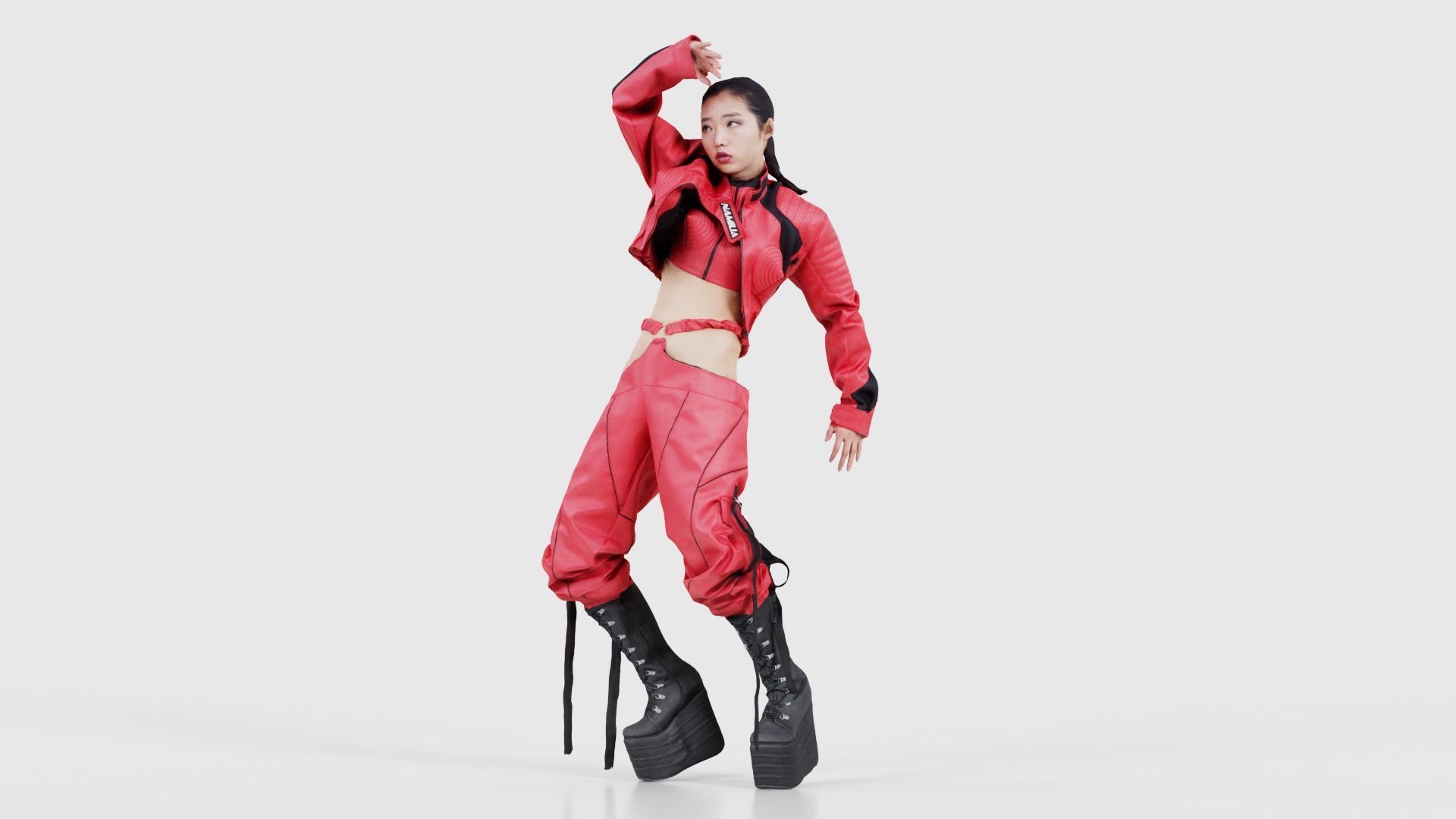 Asian Woman Wearing Motorbike Outfit 016 Low-poly 3D model_15