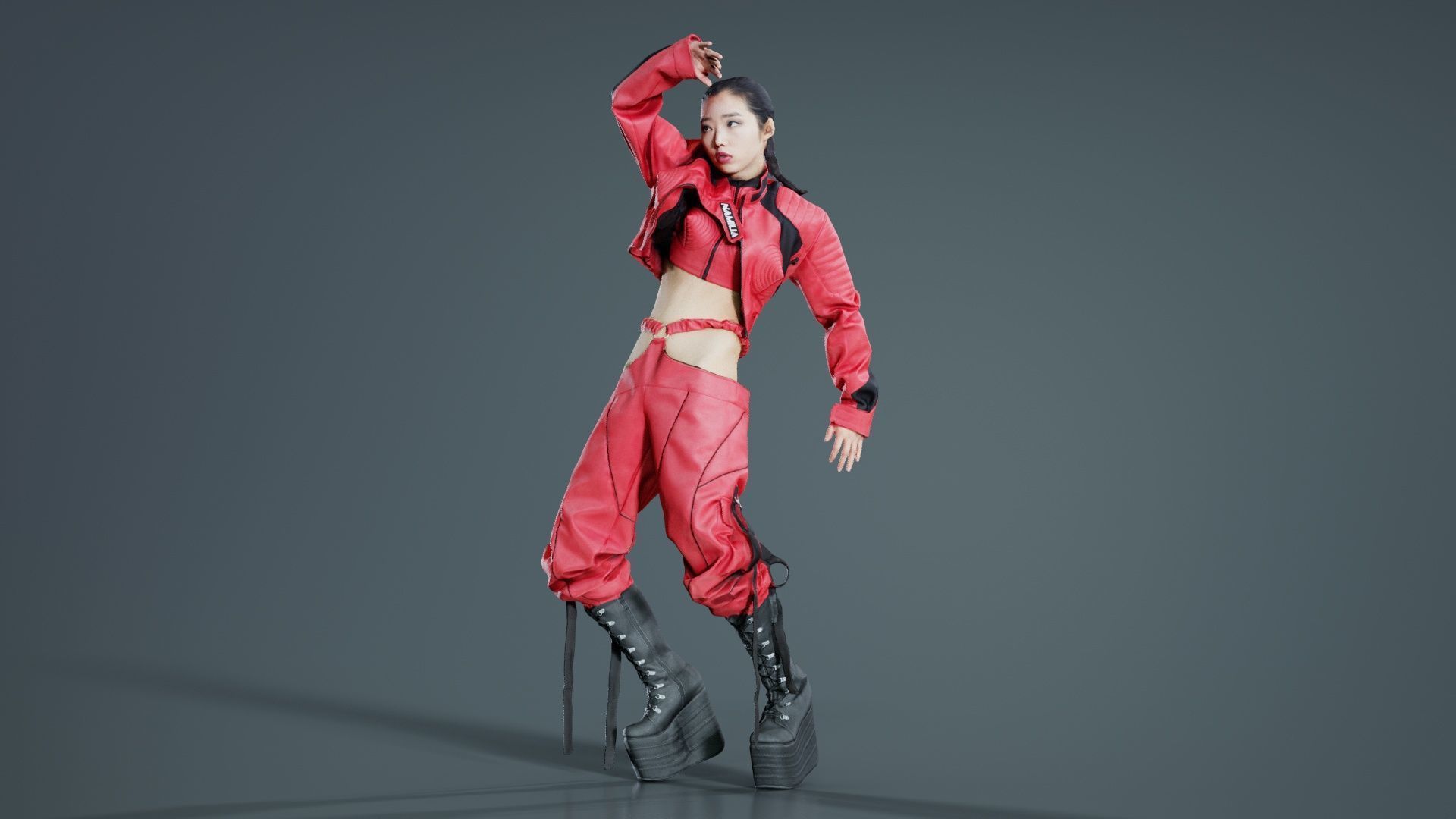 Asian Woman Wearing Motorbike Outfit 016 Low-poly 3D model_4