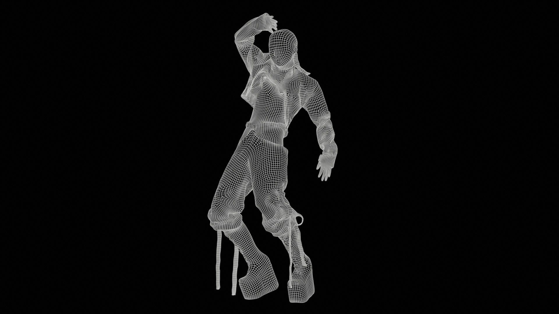 Asian Woman Wearing Motorbike Outfit 016 Low-poly 3D model_11