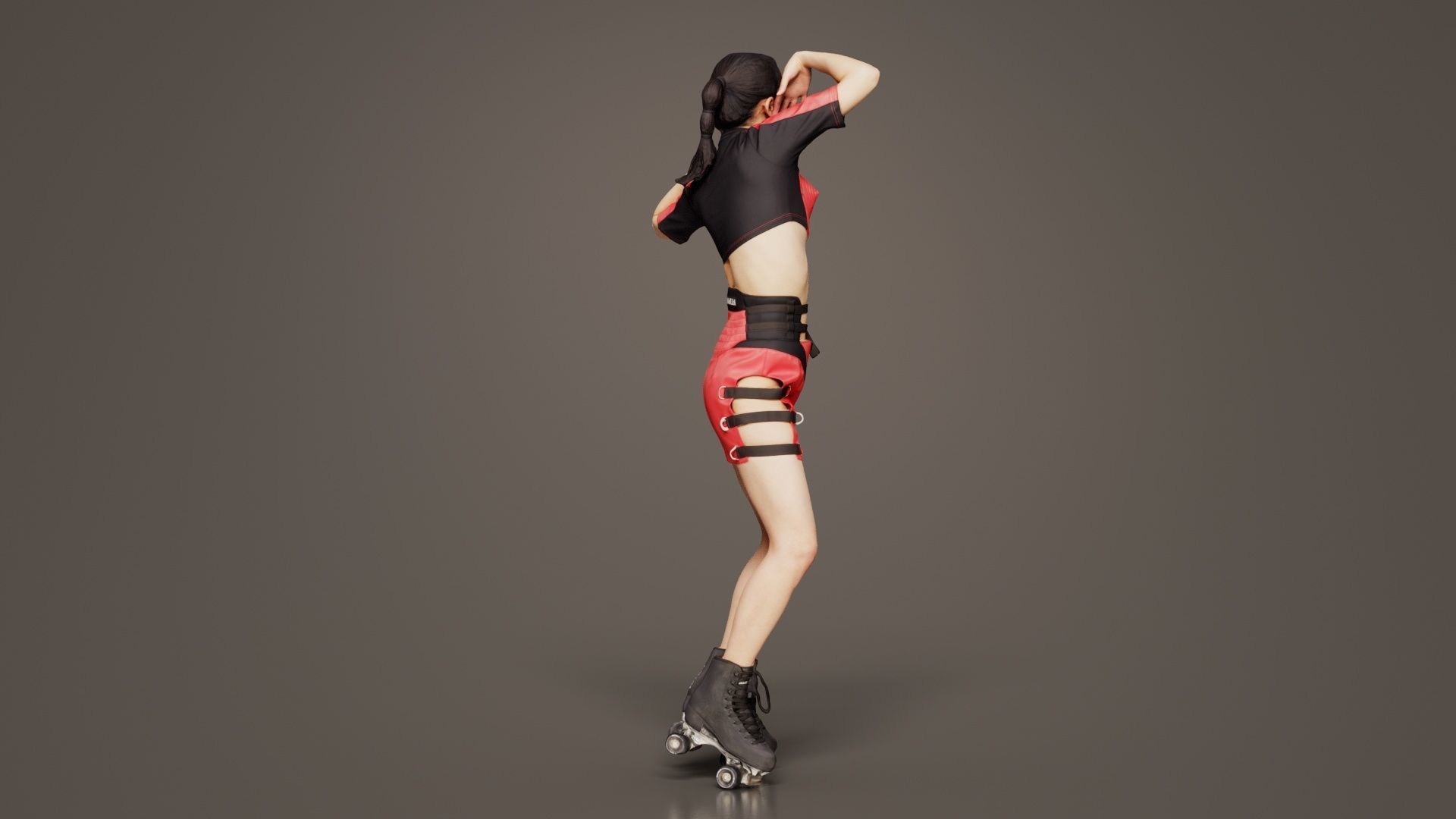 Asian Woman Wearing Motorbike Outfit 031 Low-poly 3D model_3