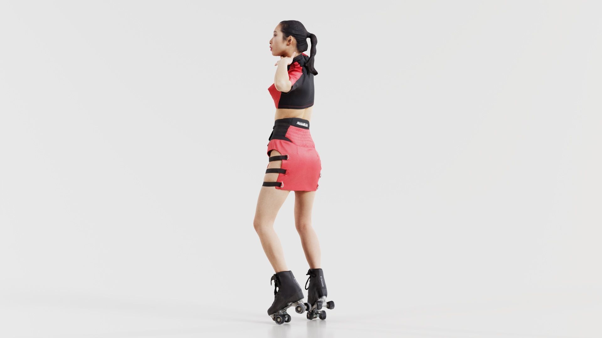 Asian Woman Wearing Motorbike Outfit 031 Low-poly 3D model_2