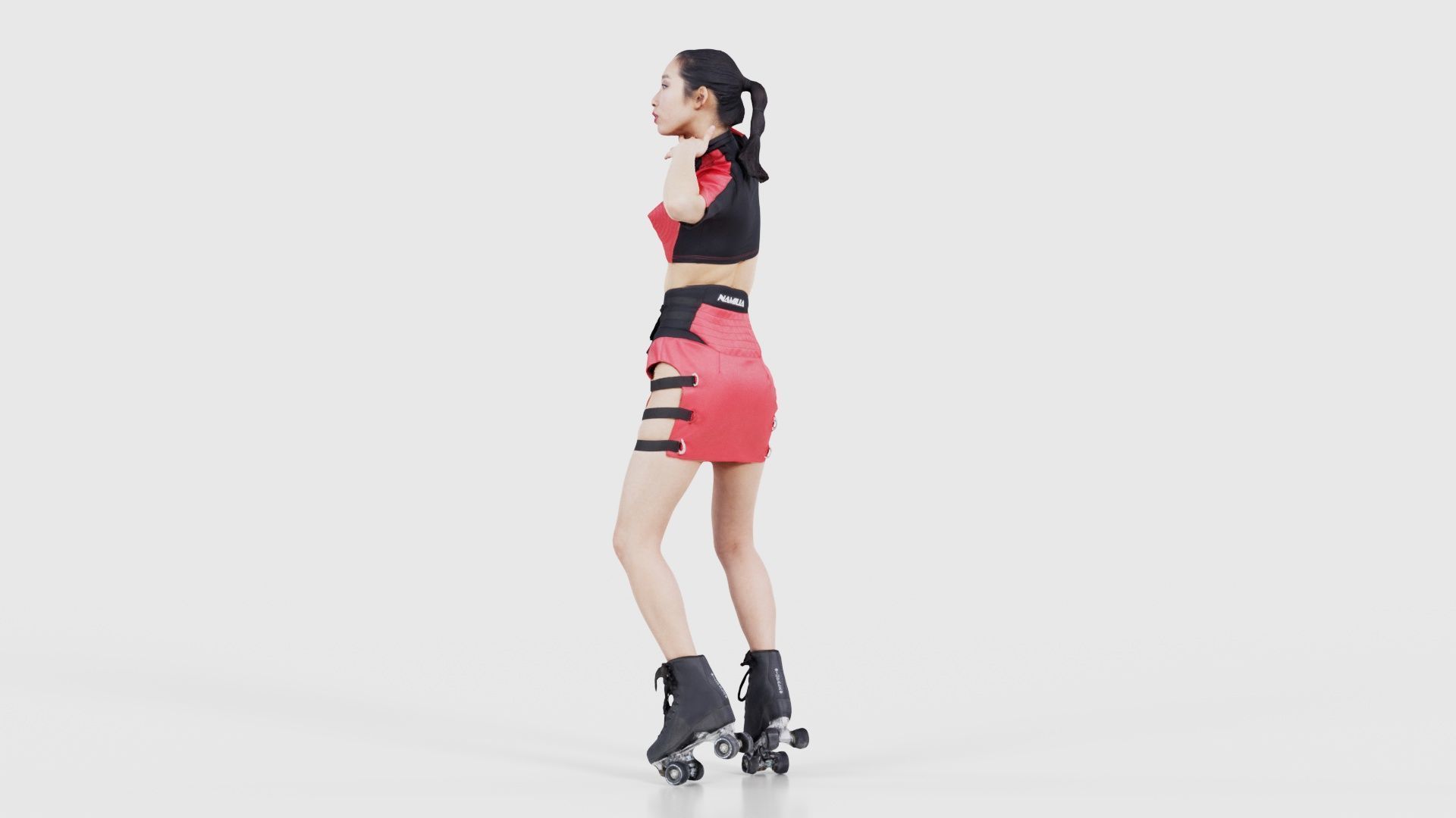 Asian Woman Wearing Motorbike Outfit 031 Low-poly 3D model_24