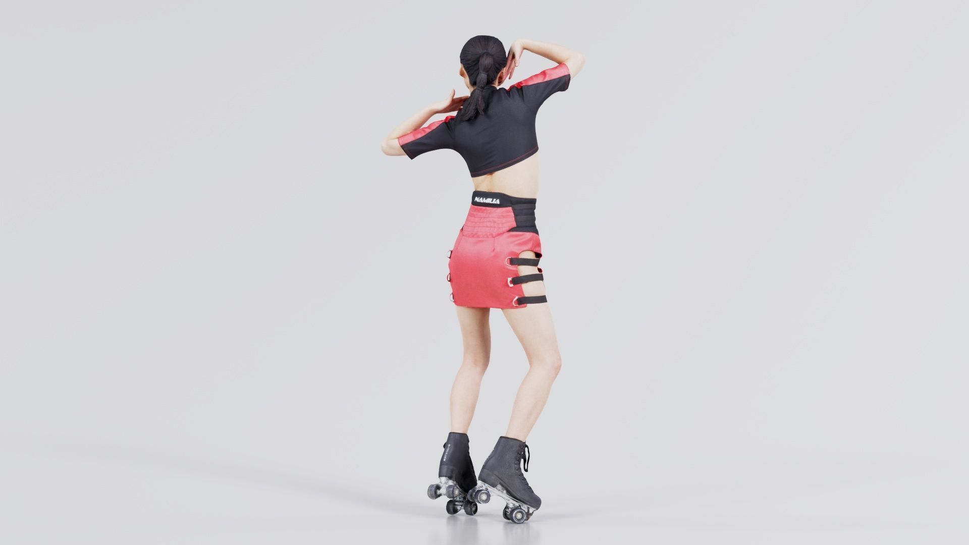 Asian Woman Wearing Motorbike Outfit 031 Low-poly 3D model_1