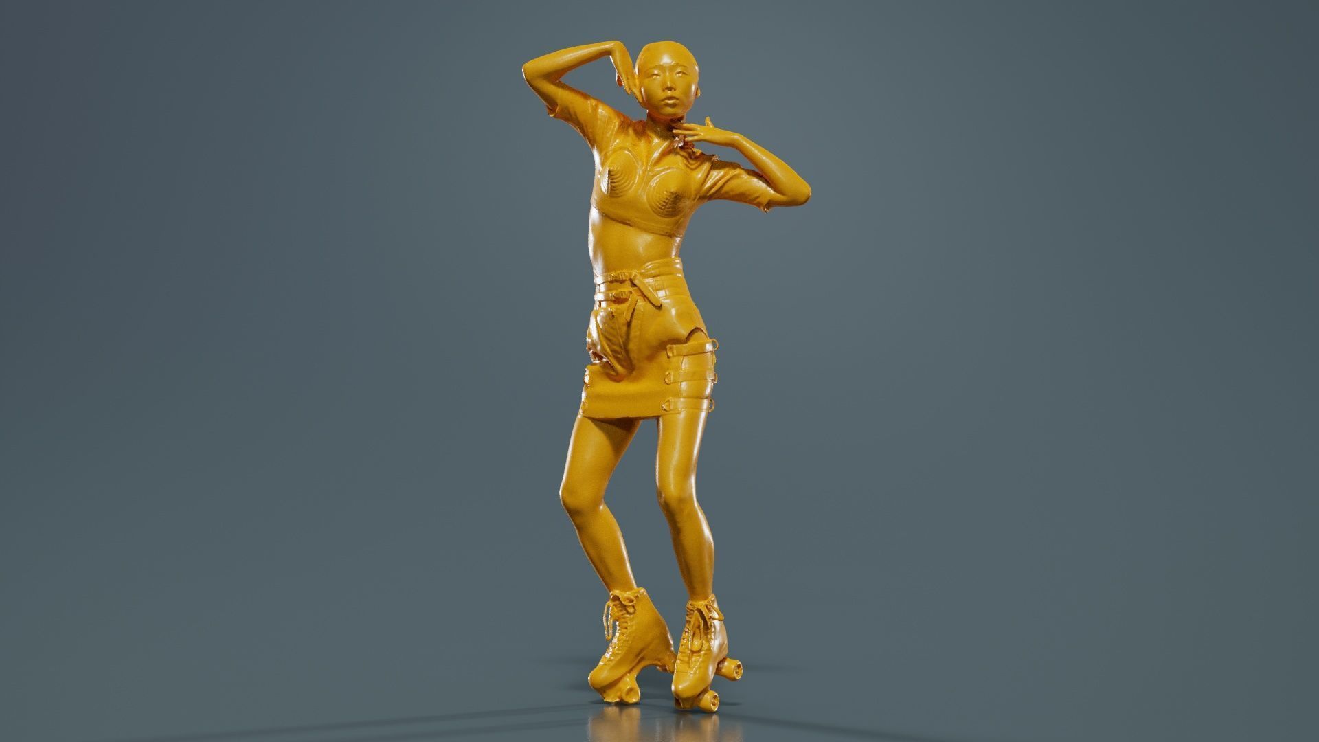 Asian Woman Wearing Motorbike Outfit 031 Low-poly 3D model_12