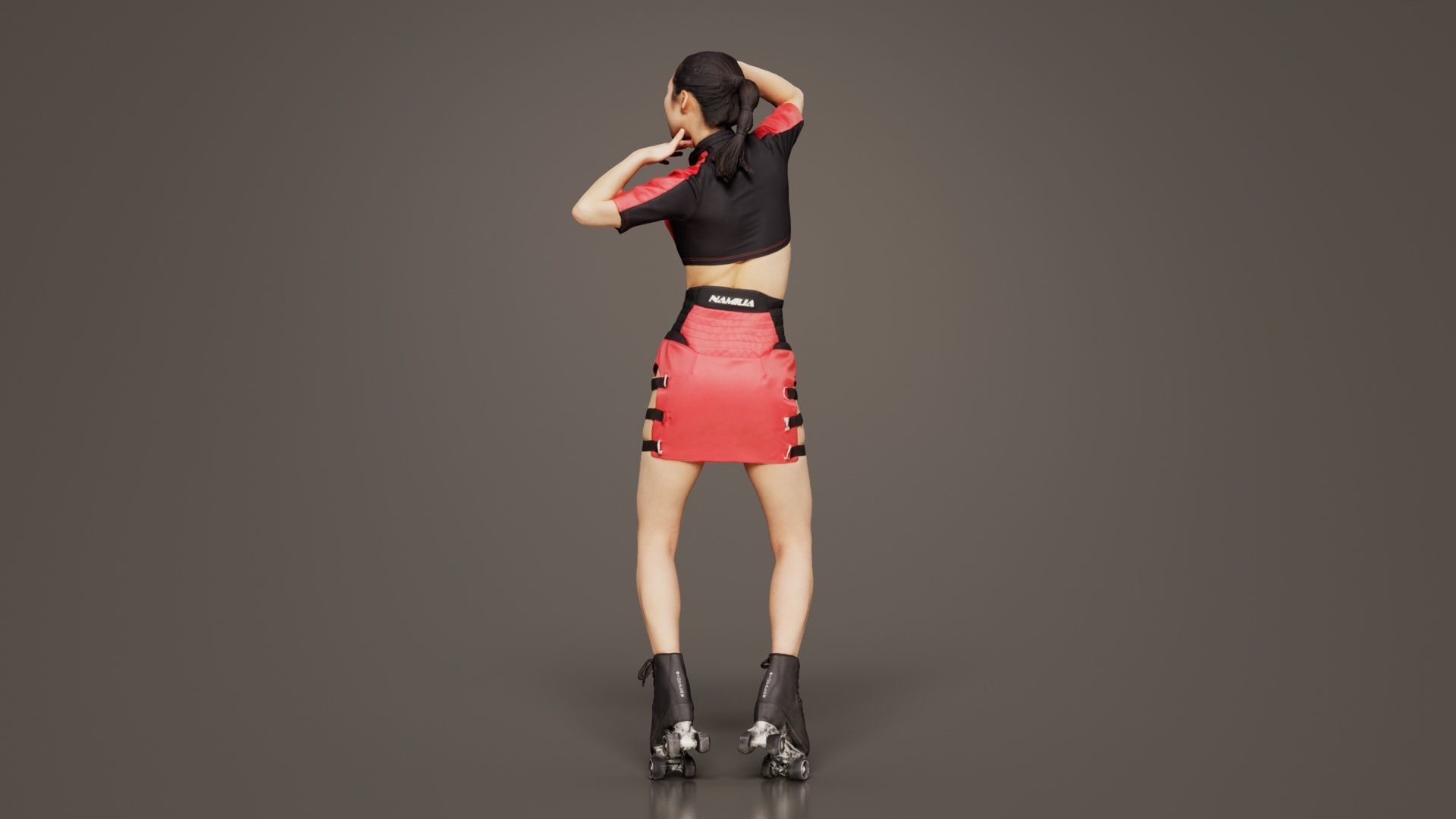 Asian Woman Wearing Motorbike Outfit 031 Low-poly 3D model_8