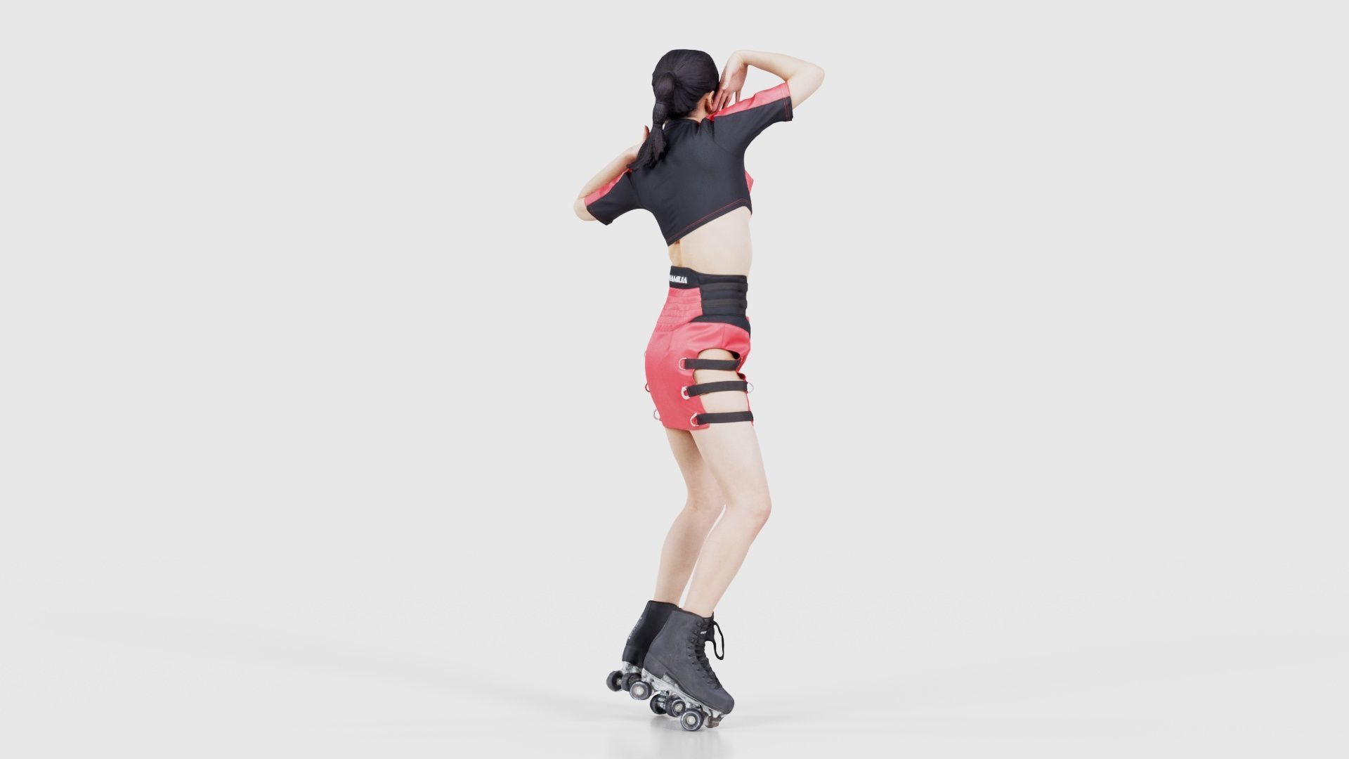 Asian Woman Wearing Motorbike Outfit 031 Low-poly 3D model_20