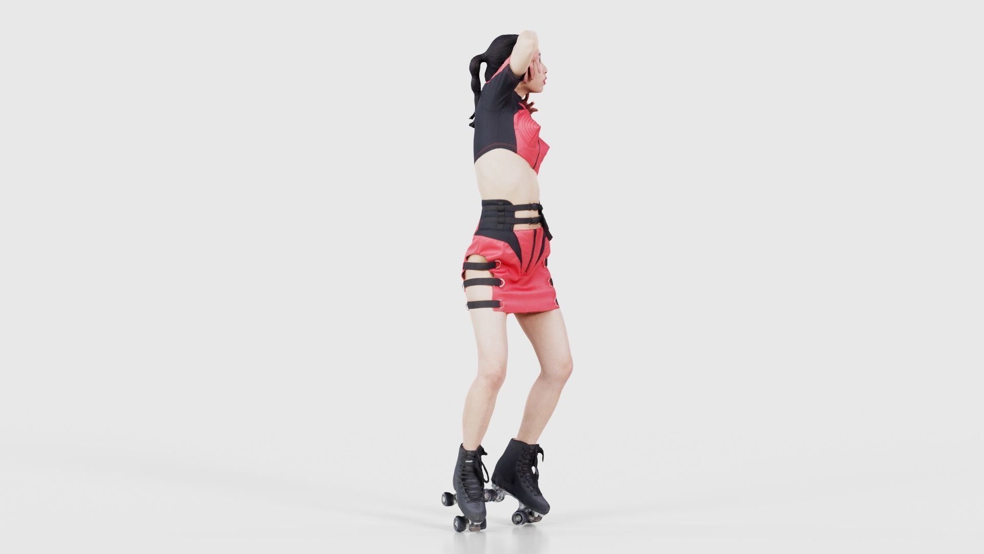 Asian Woman Wearing Motorbike Outfit 031 Low-poly 3D model_18