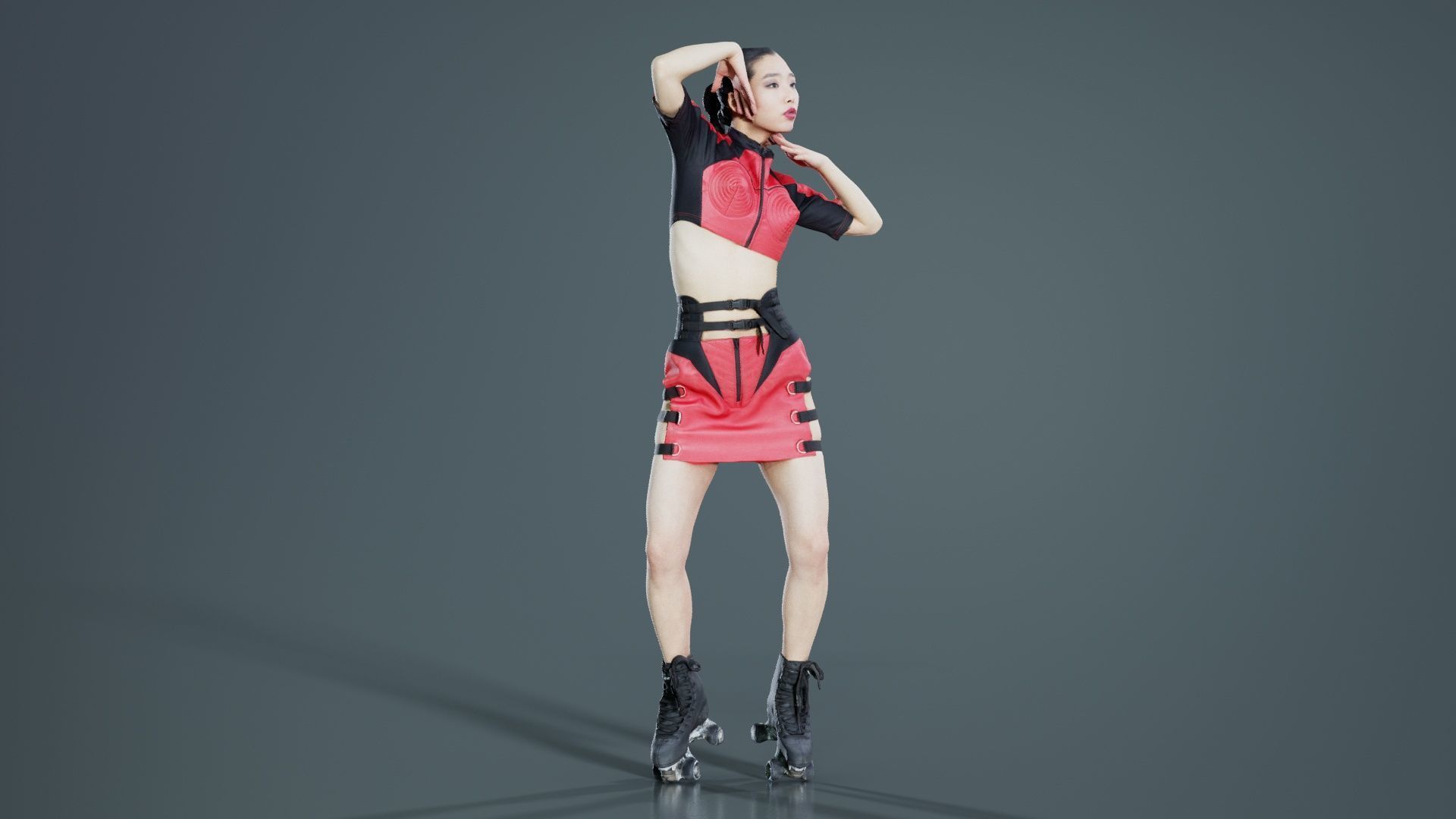 Asian Woman Wearing Motorbike Outfit 031 Low-poly 3D model_4