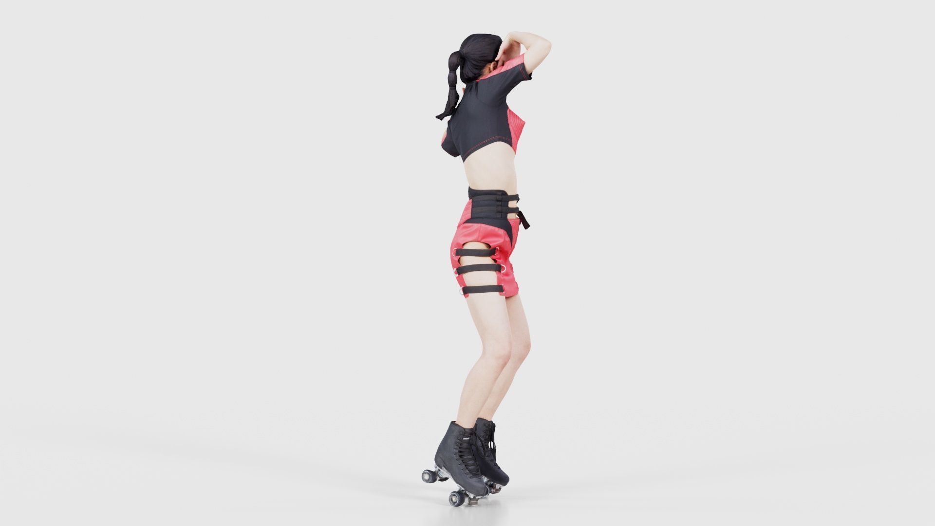 Asian Woman Wearing Motorbike Outfit 031 Low-poly 3D model_19