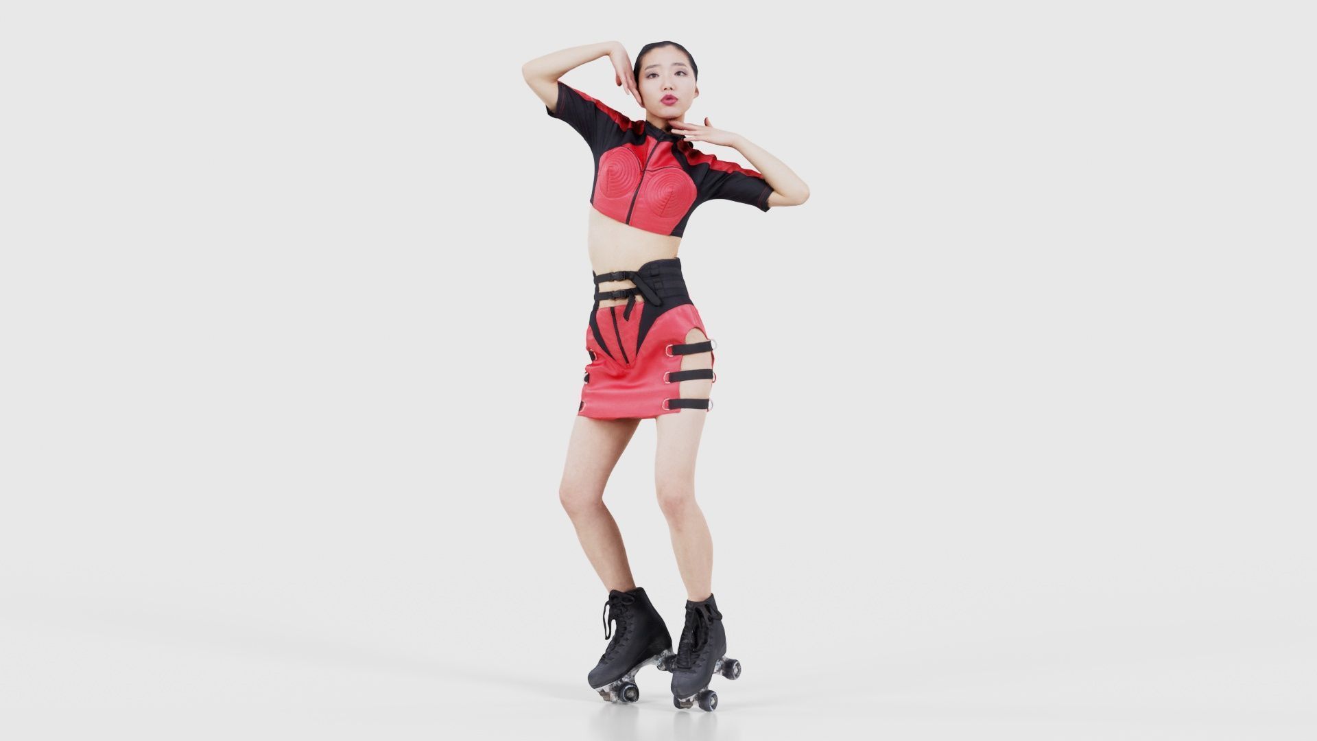 Asian Woman Wearing Motorbike Outfit 031 Low-poly 3D model_15