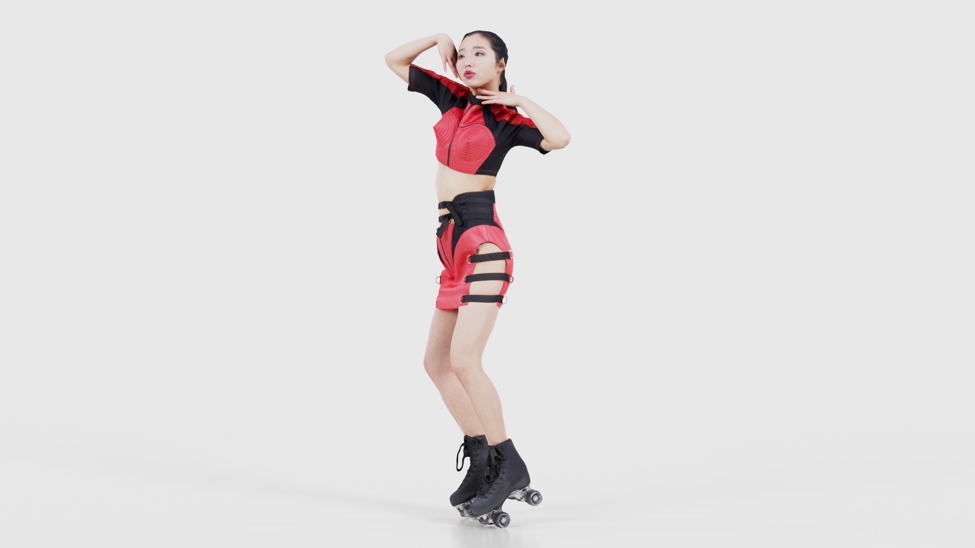 Asian Woman Wearing Motorbike Outfit 031 Low-poly 3D model_26