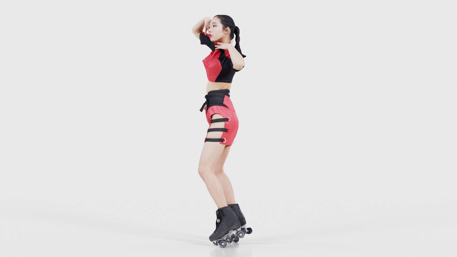 Asian Woman Wearing Motorbike Outfit 031 Low-poly 3D model_25