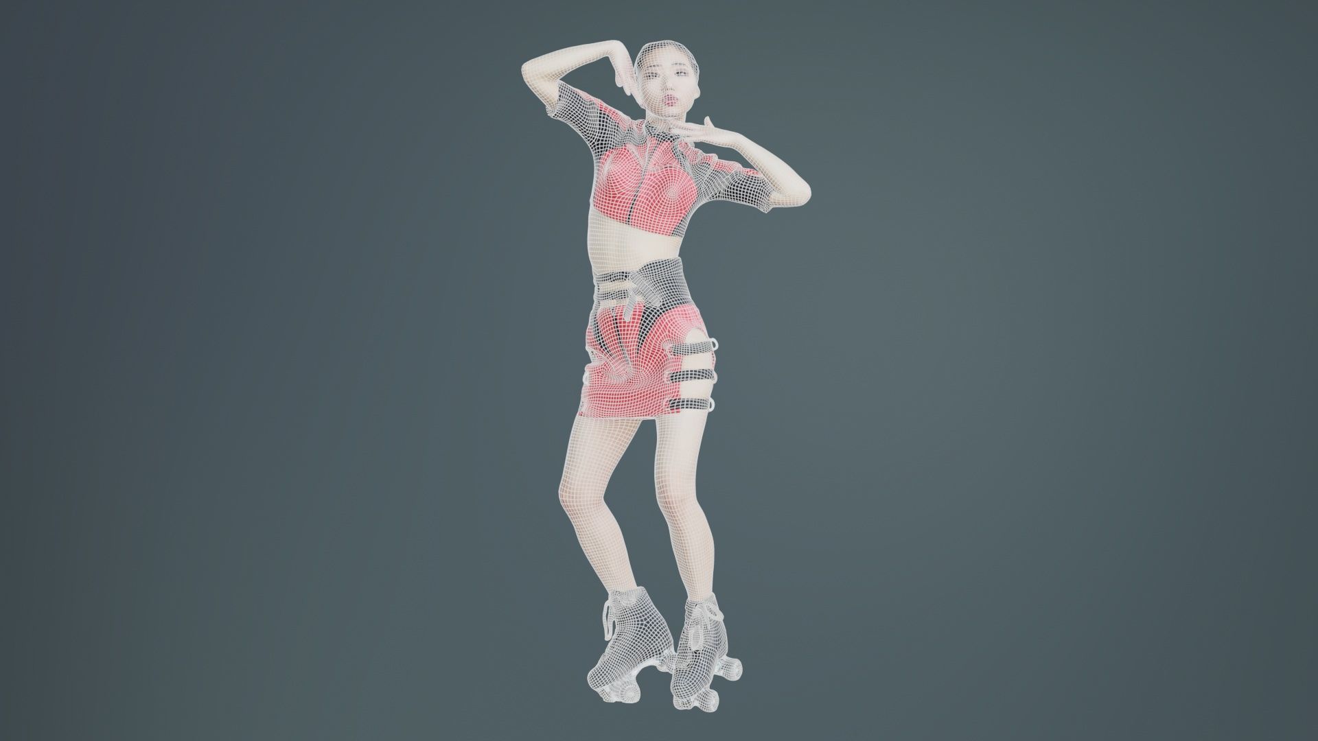Asian Woman Wearing Motorbike Outfit 031 Low-poly 3D model_9