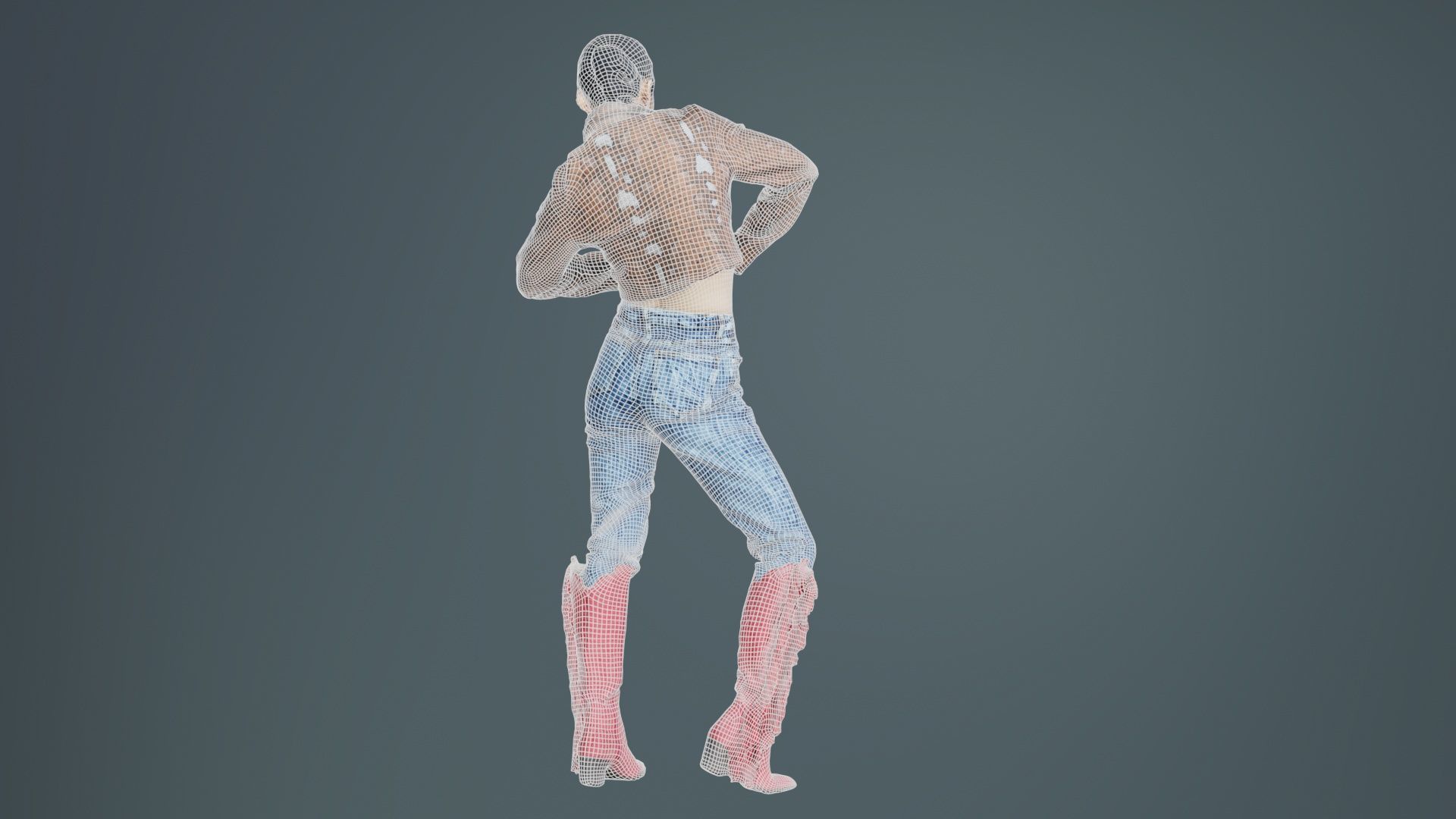 Asian Woman Wearing Red Boots 009 Low-poly 3D model_10