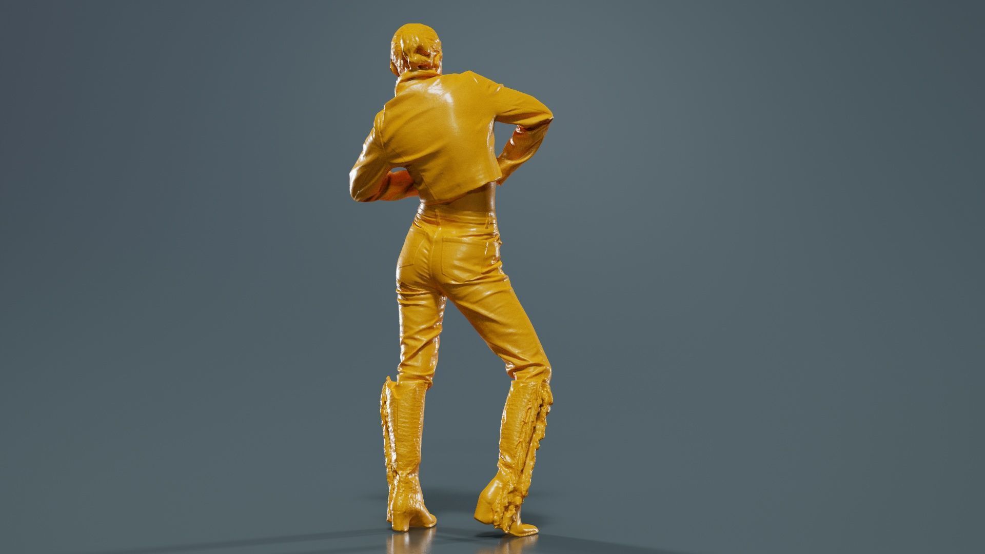 Asian Woman Wearing Red Boots 009 Low-poly 3D model_13