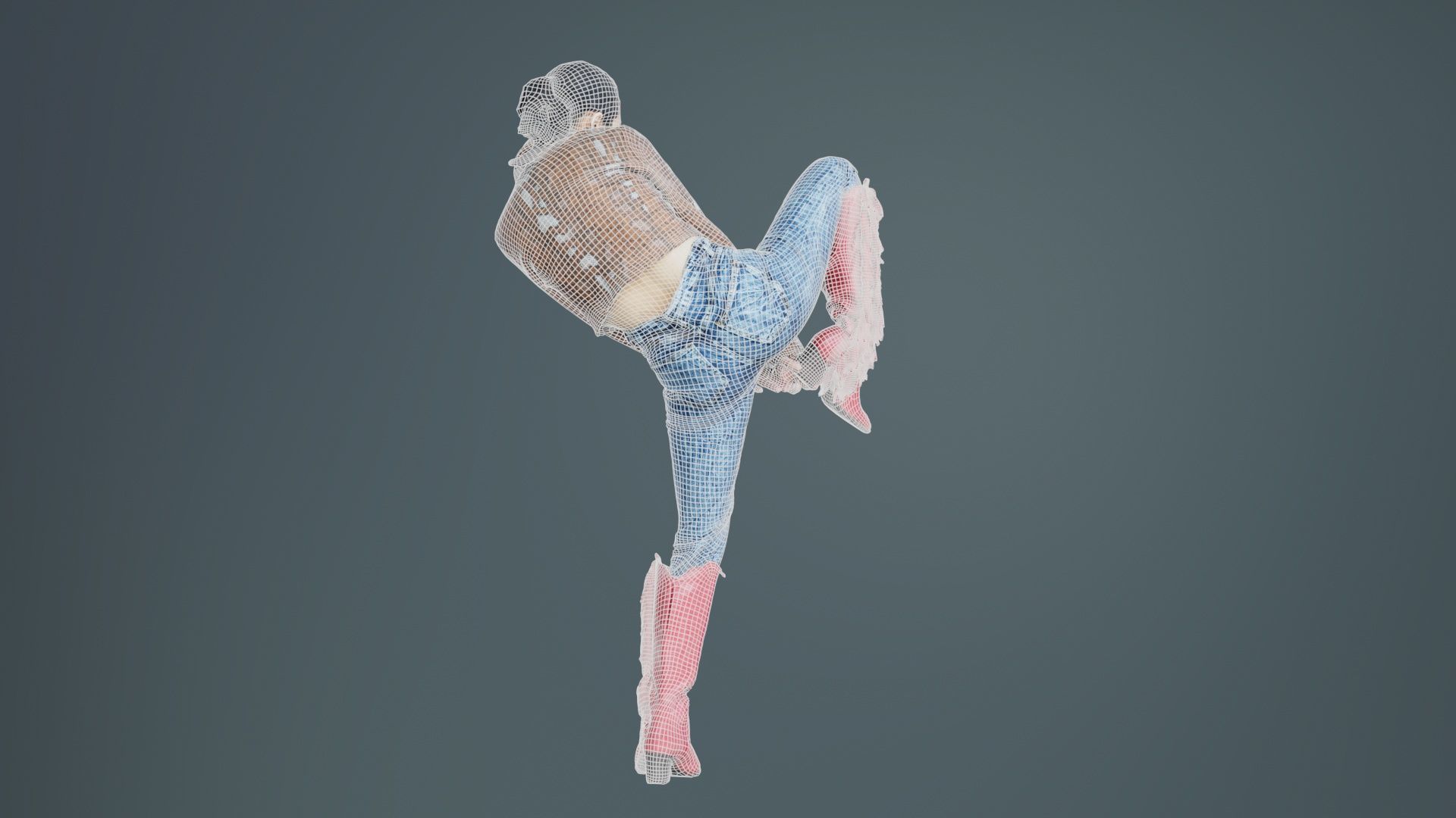 Asian Woman Wearing Red Boots 014 Low-poly 3D model_10