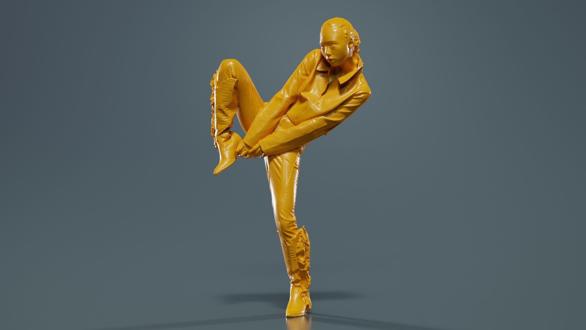 Asian Woman Wearing Red Boots 014 Low-poly 3D model_12