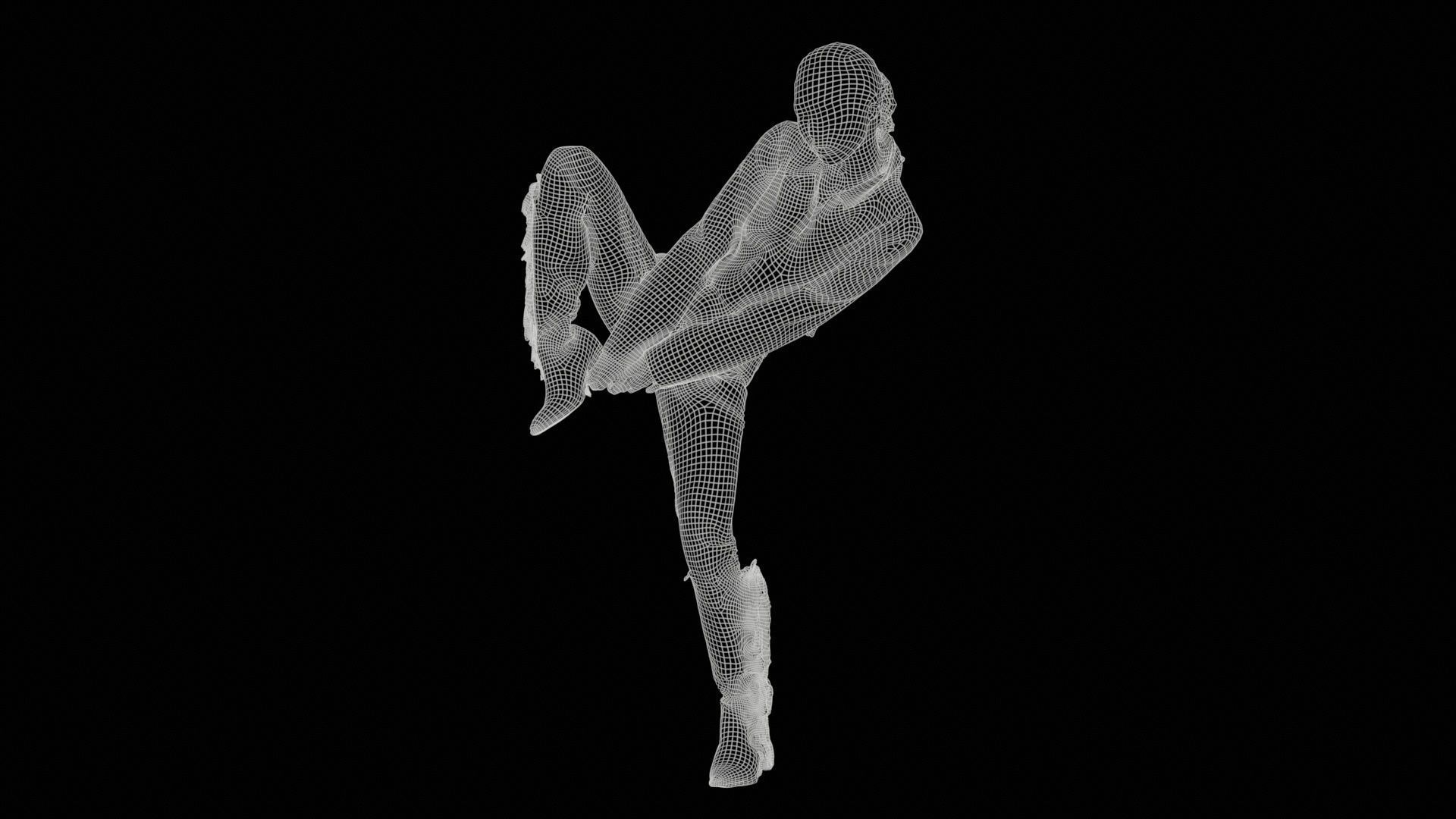 Asian Woman Wearing Red Boots 014 Low-poly 3D model_11