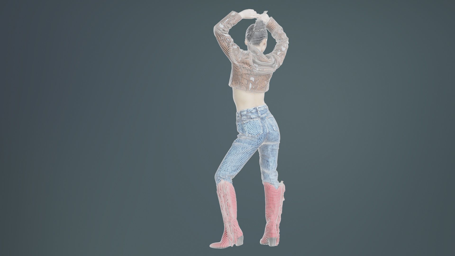 Asian Woman Wearing Red Boots 028 Low-poly 3D model_10