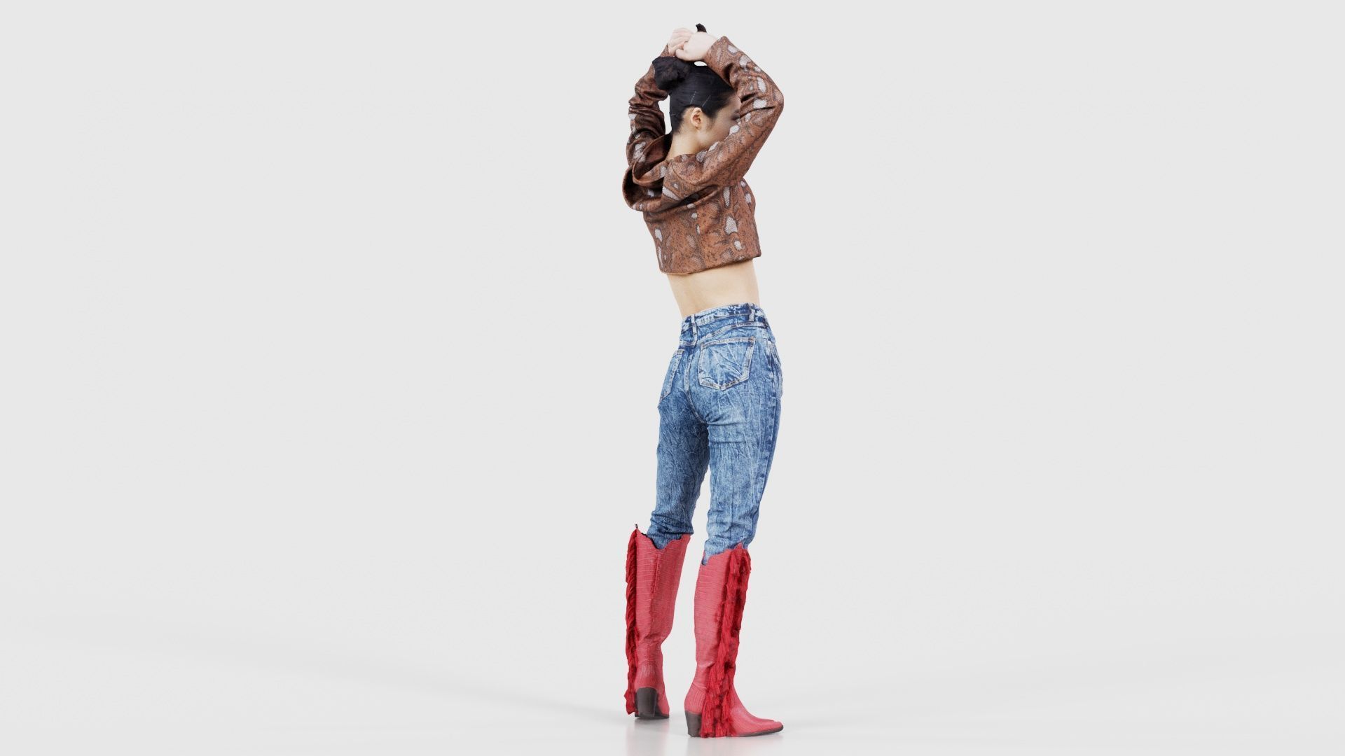 Asian Woman Wearing Red Boots 028 Low-poly 3D model_18