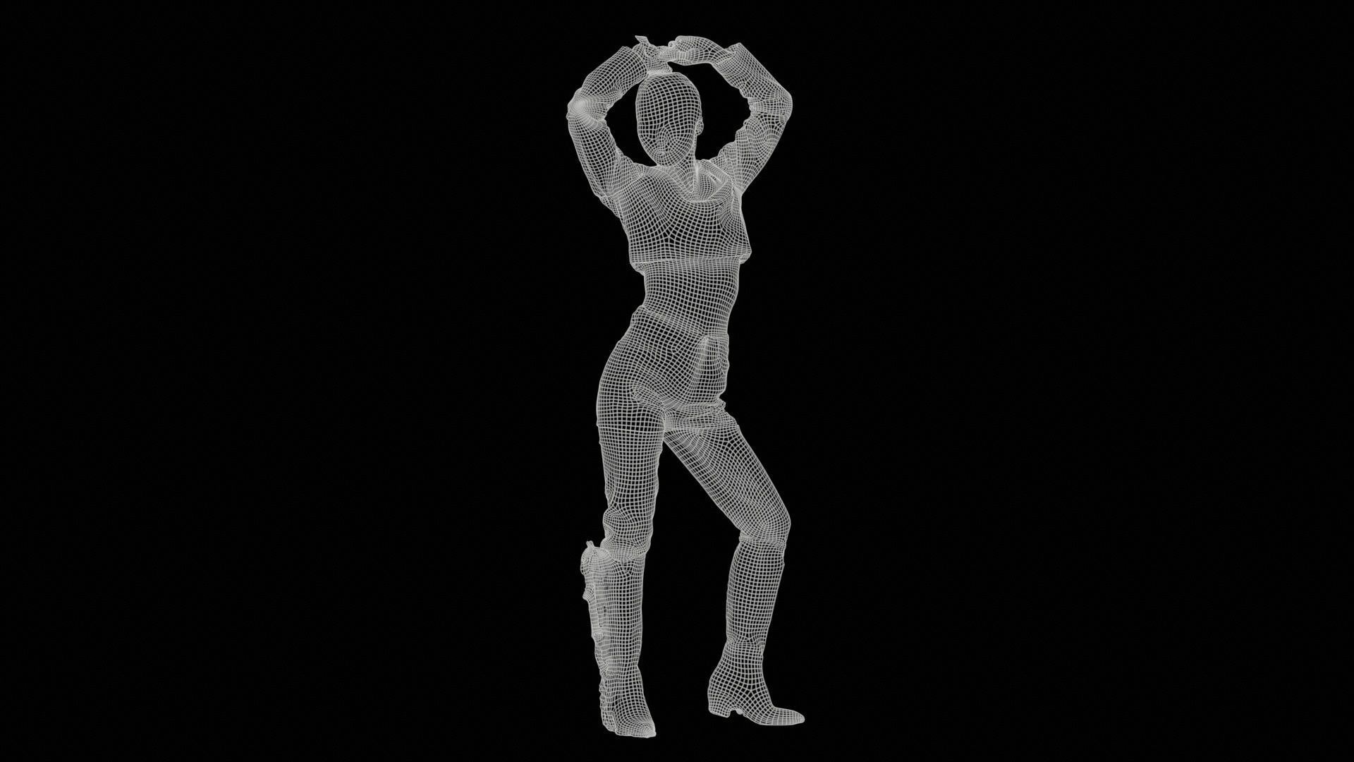 Asian Woman Wearing Red Boots 028 Low-poly 3D model_11