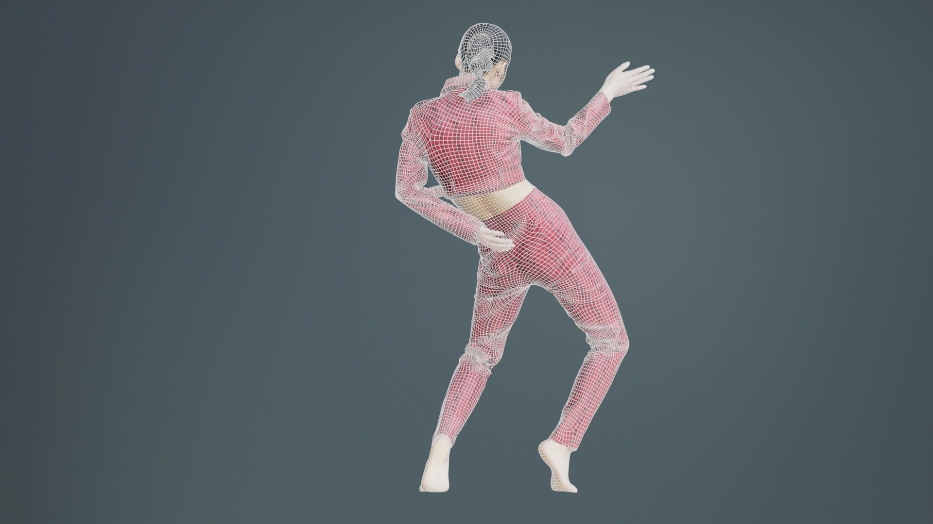 Asian Woman Wearing Red Leather Snake Print Outfit 003 Low-poly 3D model_10