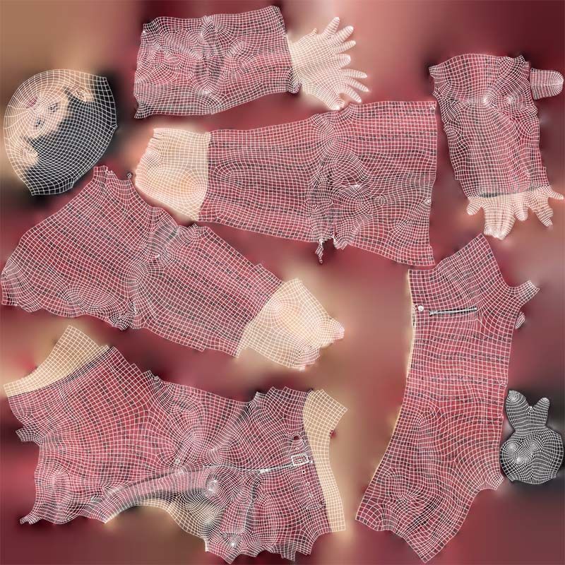 Asian Woman Wearing Red Leather Snake Print Outfit 003 Low-poly 3D model_14