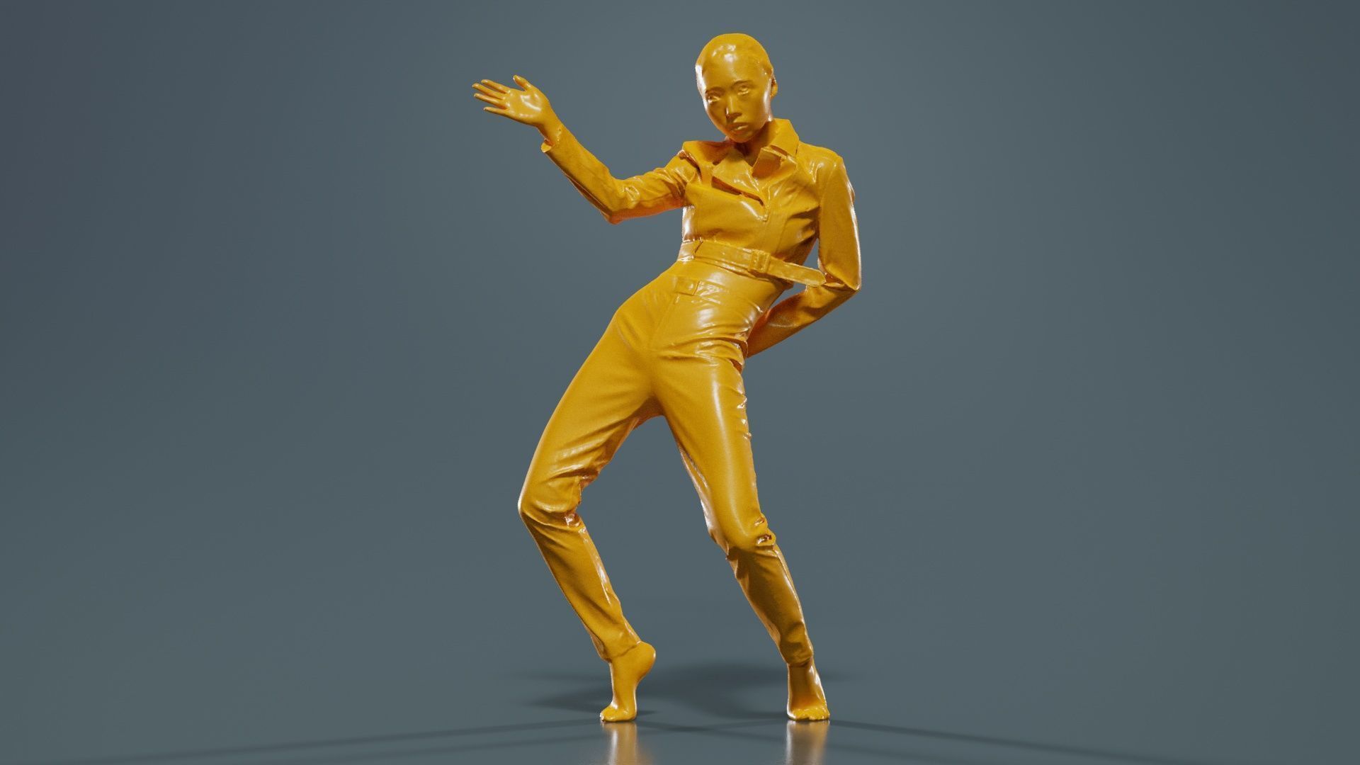 Asian Woman Wearing Red Leather Snake Print Outfit 003 Low-poly 3D model_12