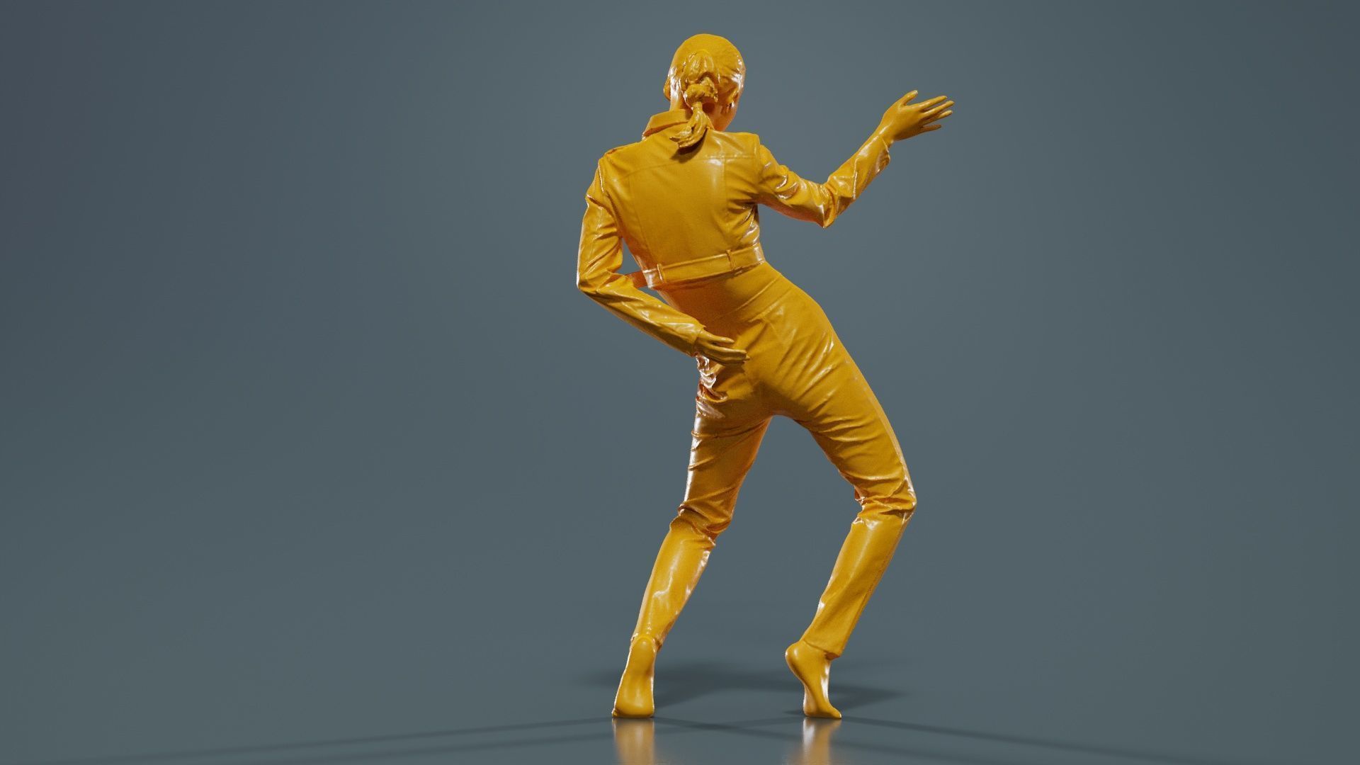 Asian Woman Wearing Red Leather Snake Print Outfit 003 Low-poly 3D model_13