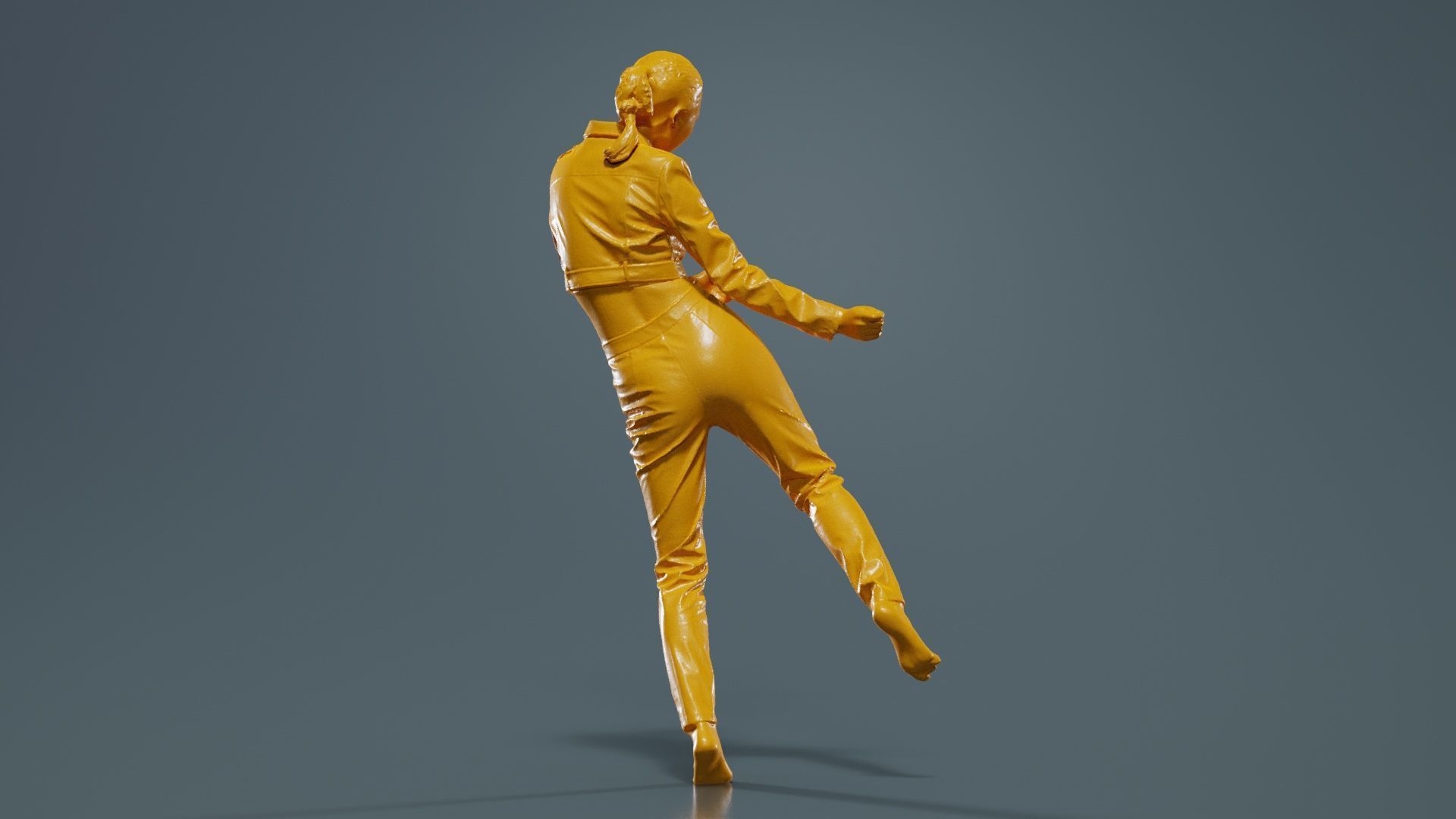 Asian Woman Wearing Red Leather Snake Print Outfit 006 Low-poly 3D model_13