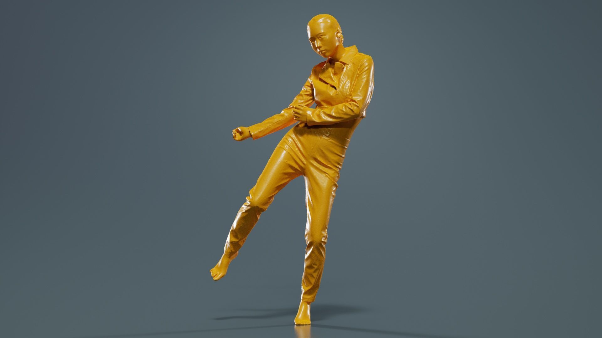 Asian Woman Wearing Red Leather Snake Print Outfit 006 Low-poly 3D model_12