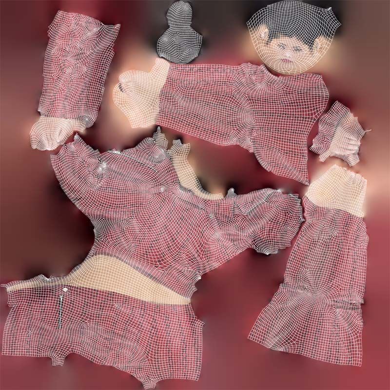 Asian Woman Wearing Red Leather Snake Print Outfit 006 Low-poly 3D model_14