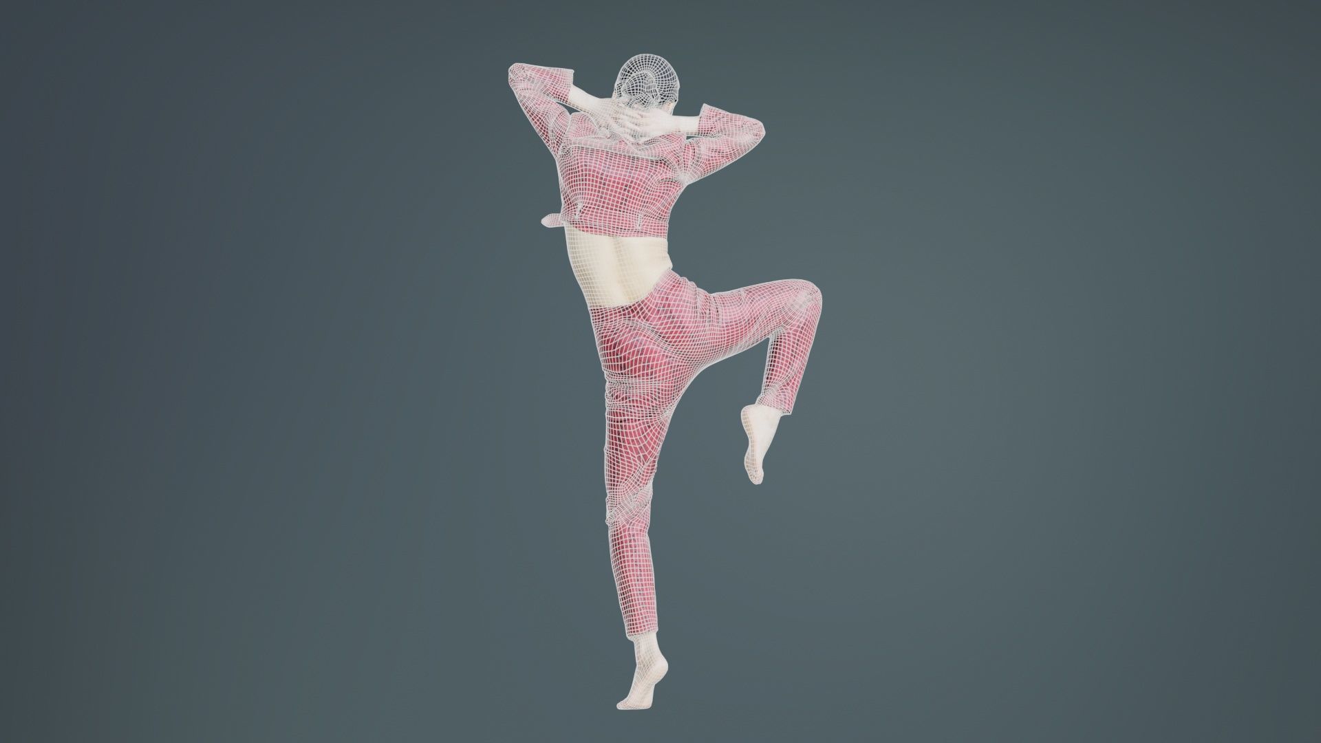 Asian Woman Wearing Red Leather Snake Print Outfit 012 Low-poly 3D model_10