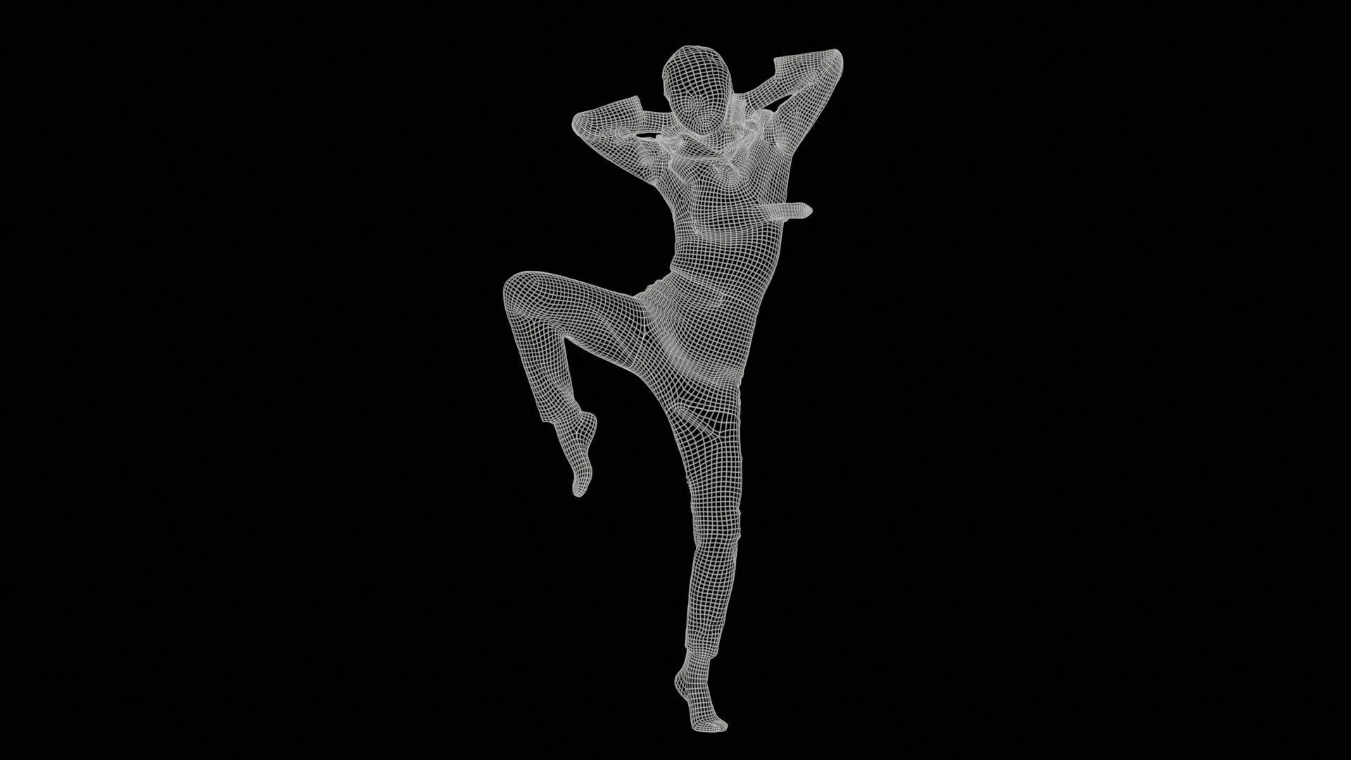 Asian Woman Wearing Red Leather Snake Print Outfit 012 Low-poly 3D model_11