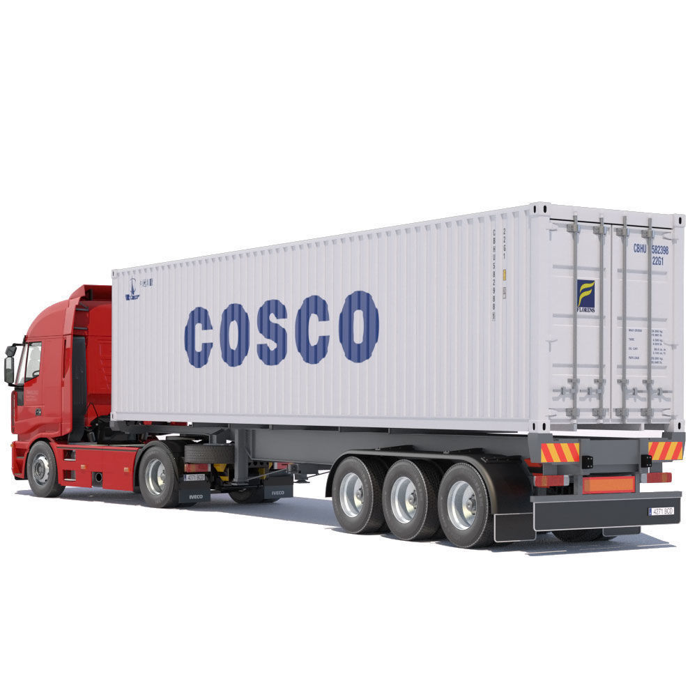 Iveco Stralis with 12 containers 3D model_4